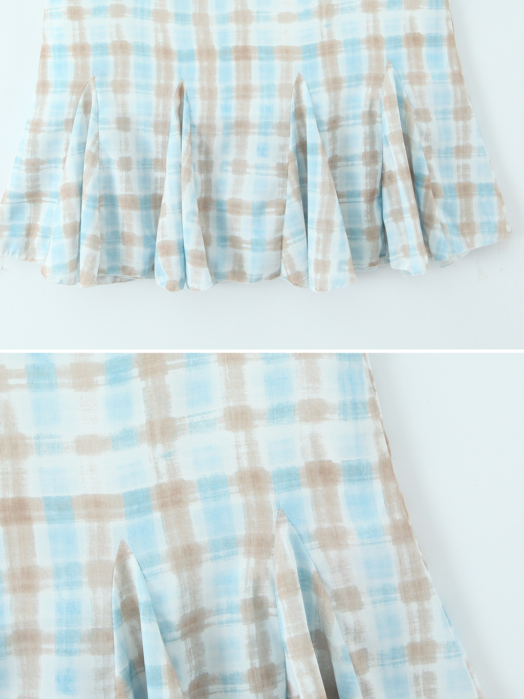 Delin Plaid Lace Trim Top & Midi Skirt Set