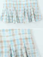 Delin Plaid Lace Trim Top & Midi Skirt Set
