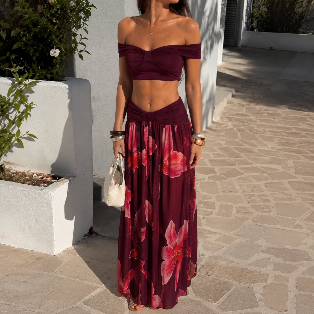 Thaliah Floral Two-Piece Maxi Skirt Set