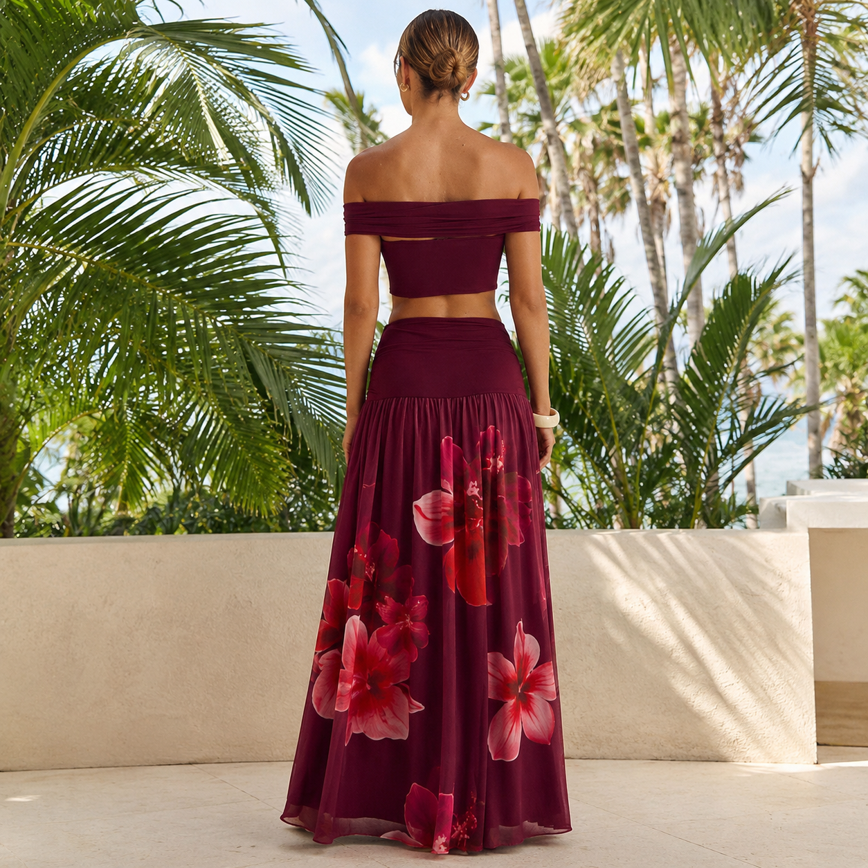 Thaliah Floral Two-Piece Maxi Skirt Set