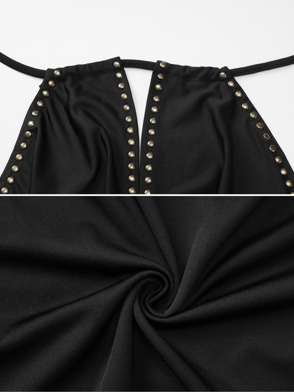 Stud Trim Halter Mini Dress