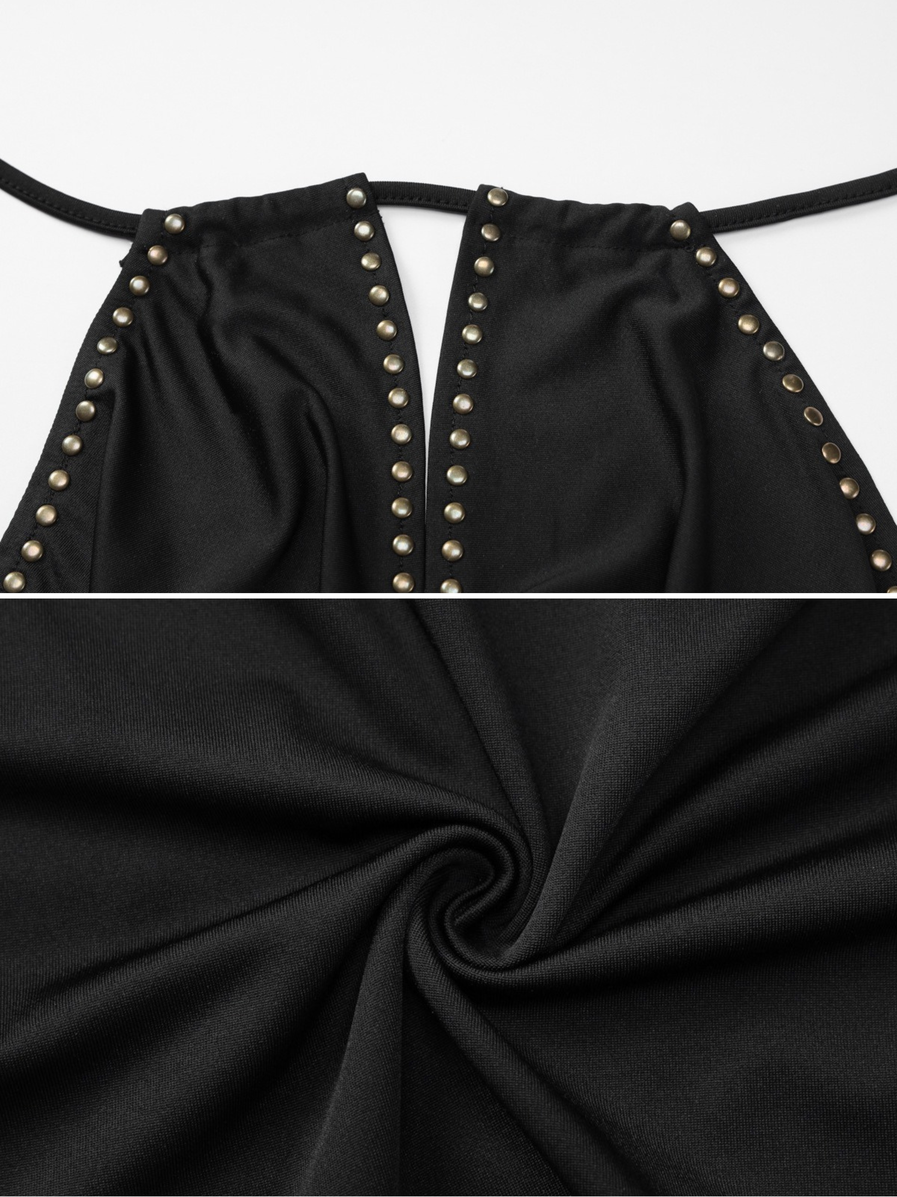 Stud Trim Halter Mini Dress
