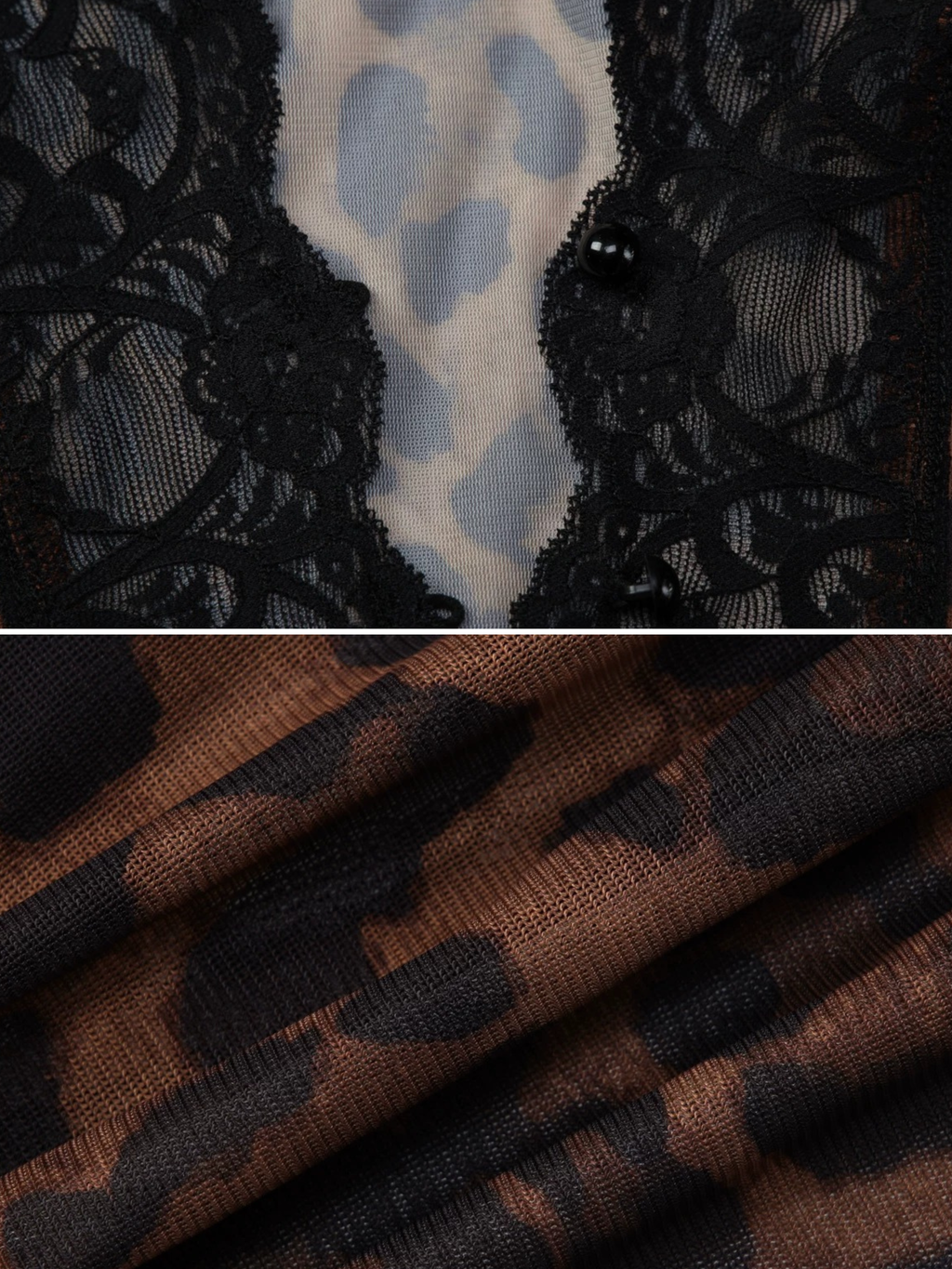 Antea Leopard Lace Sheer Top