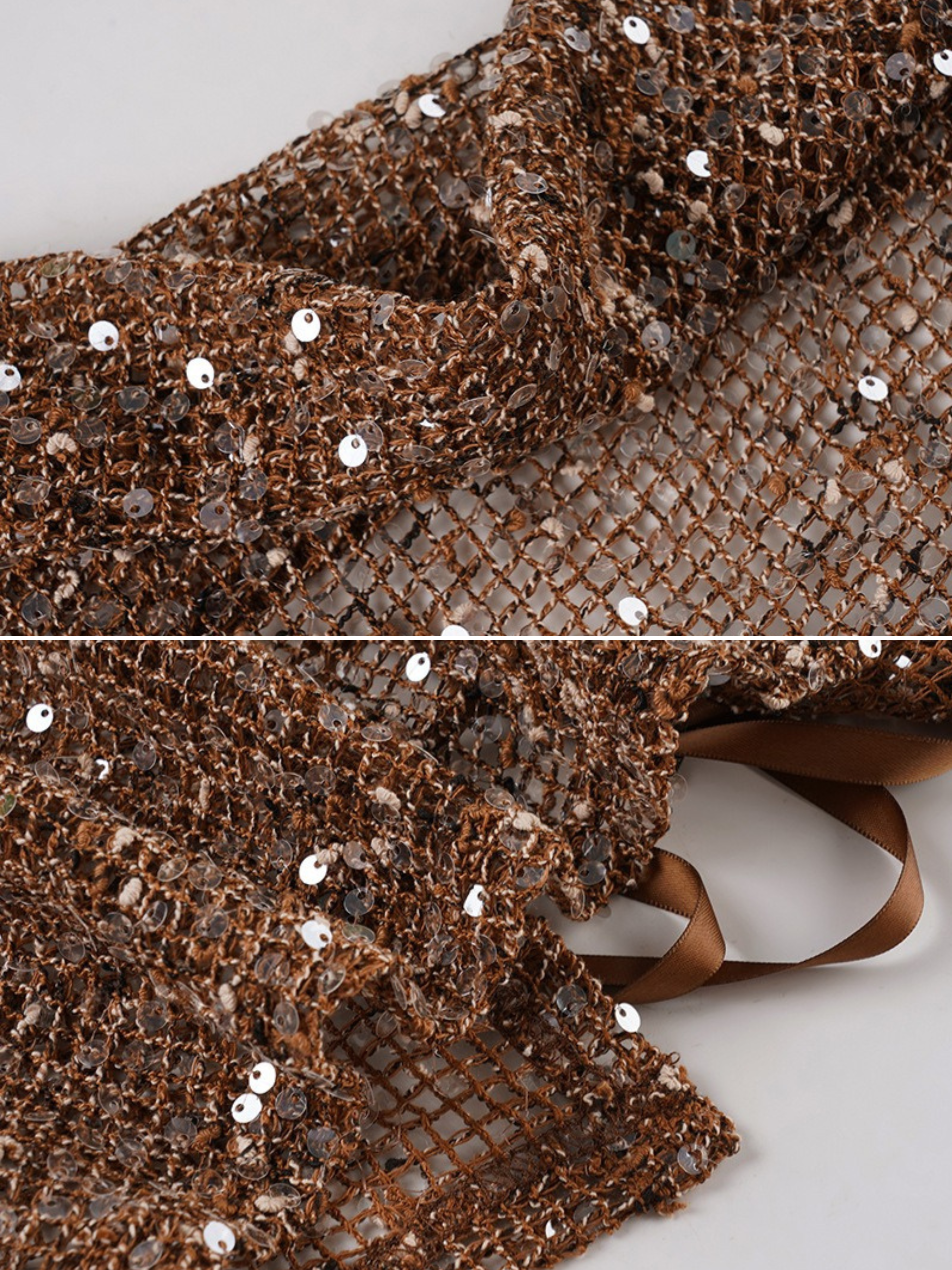 Sequin Ring-Strap Halter Top