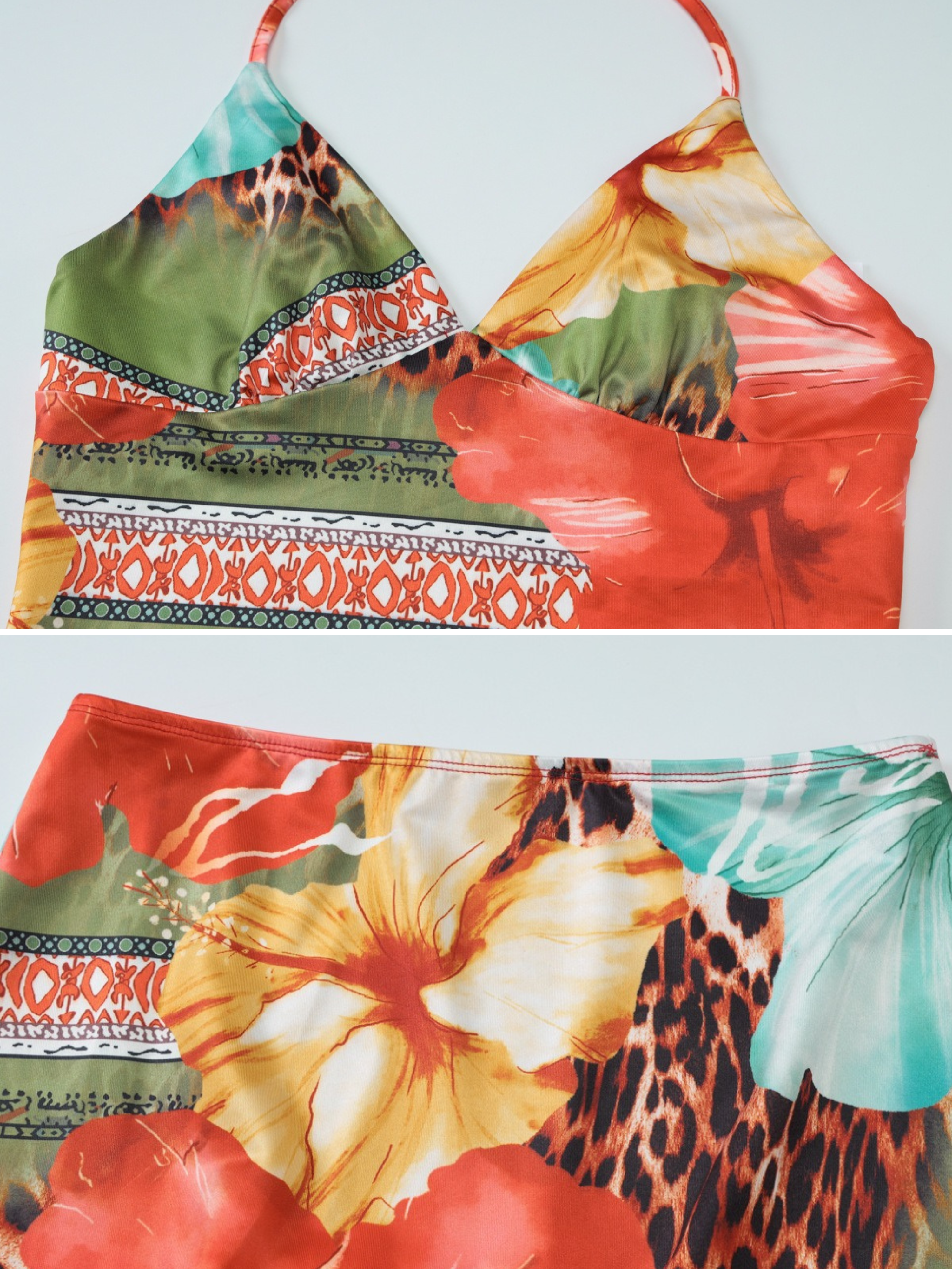 Tropical Print Top & Maxi Skirt Set