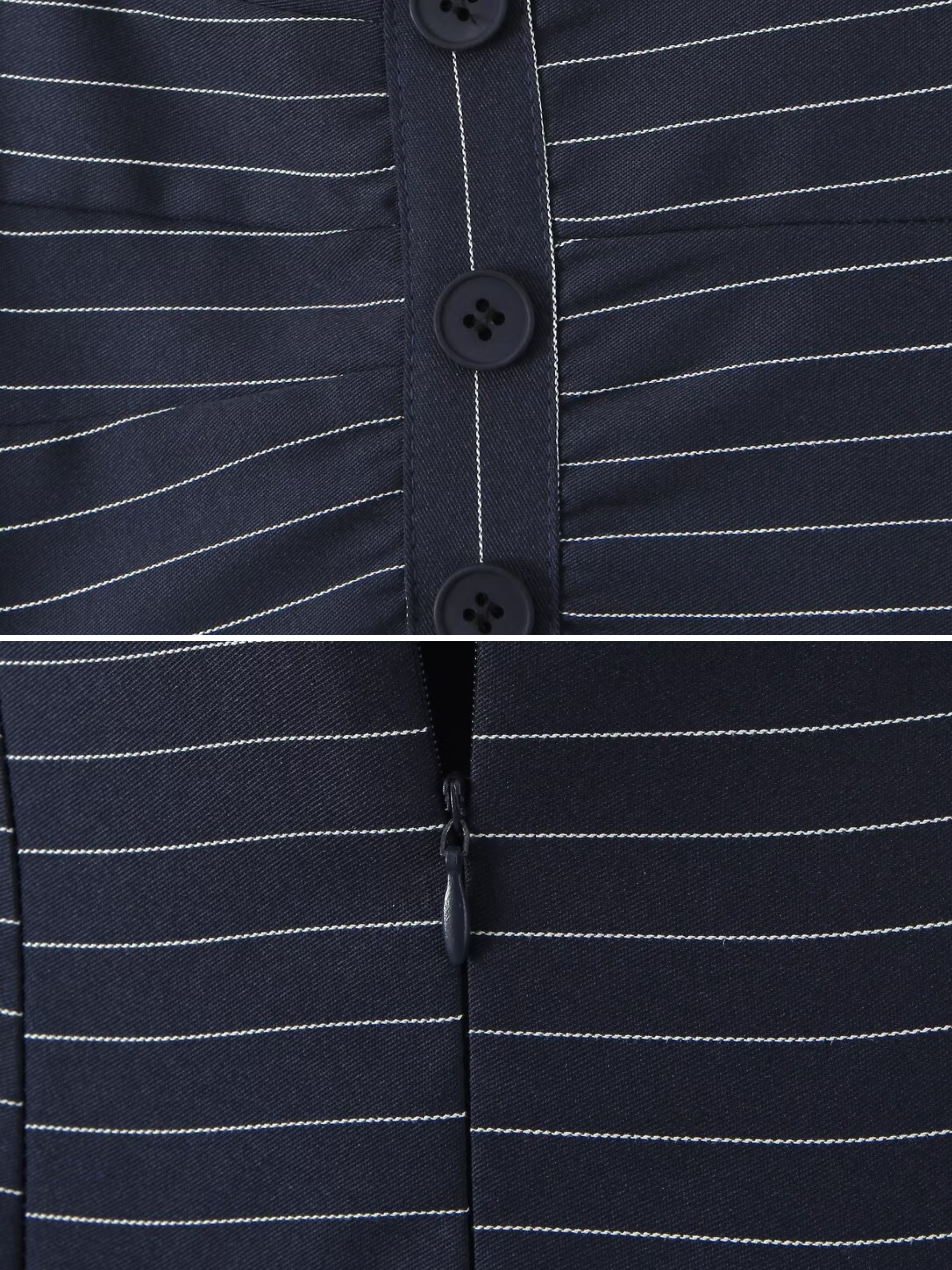 Ceren Navy Pinstripe Halter Mini Dress