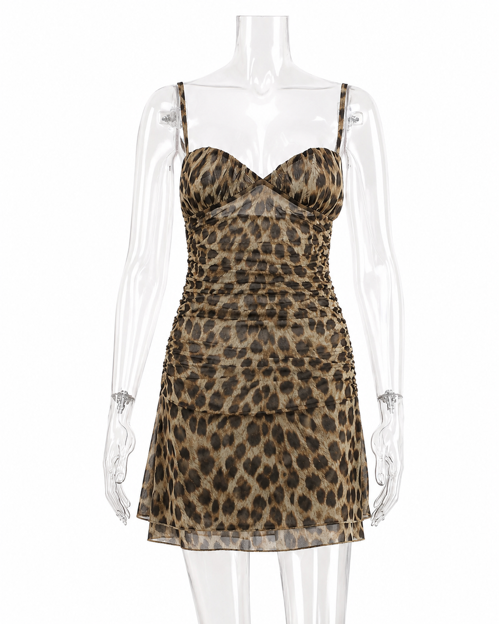 Holly Leopard Print Ruched Mini Dress