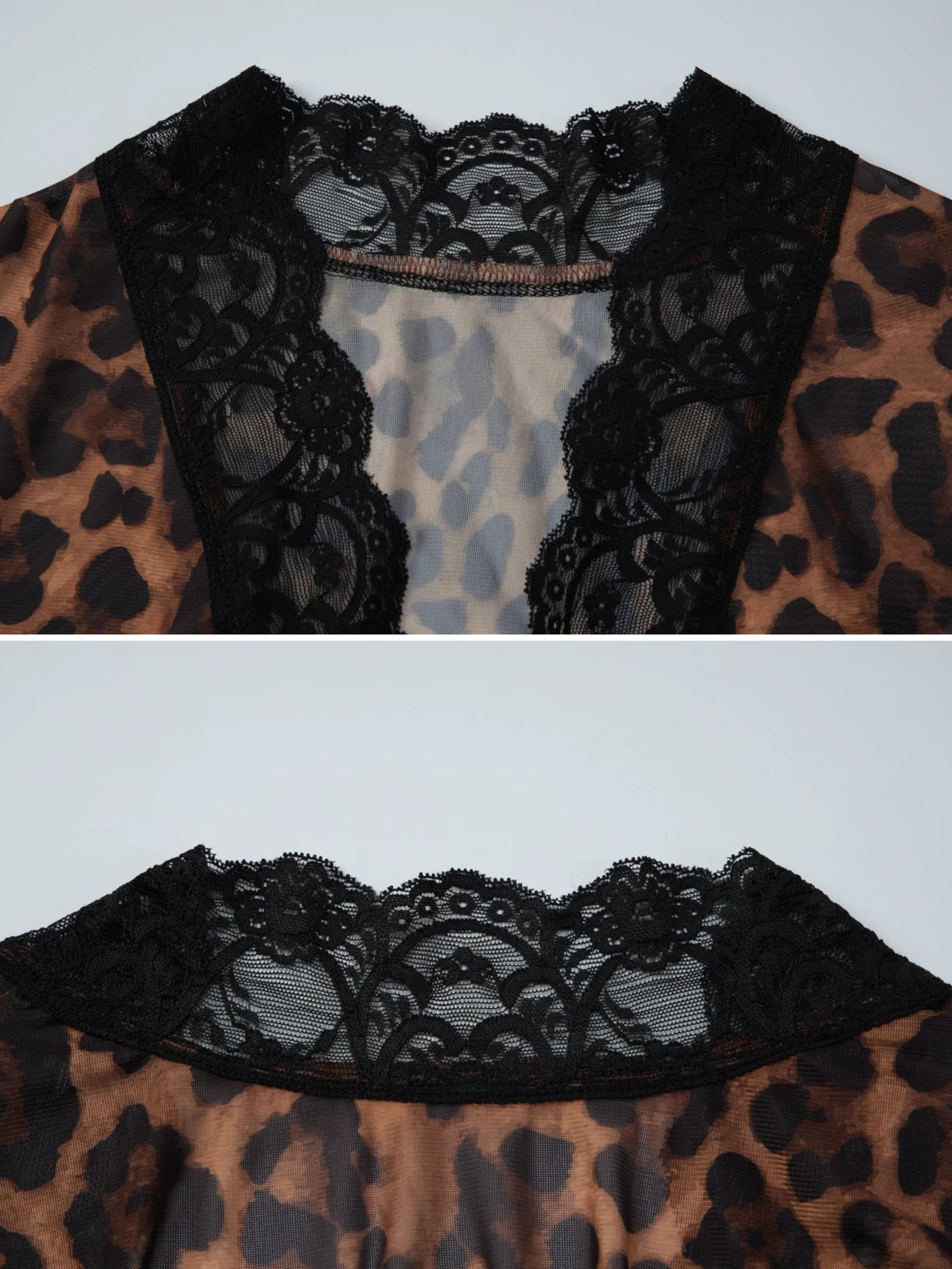 Antea Leopard Lace Sheer Top