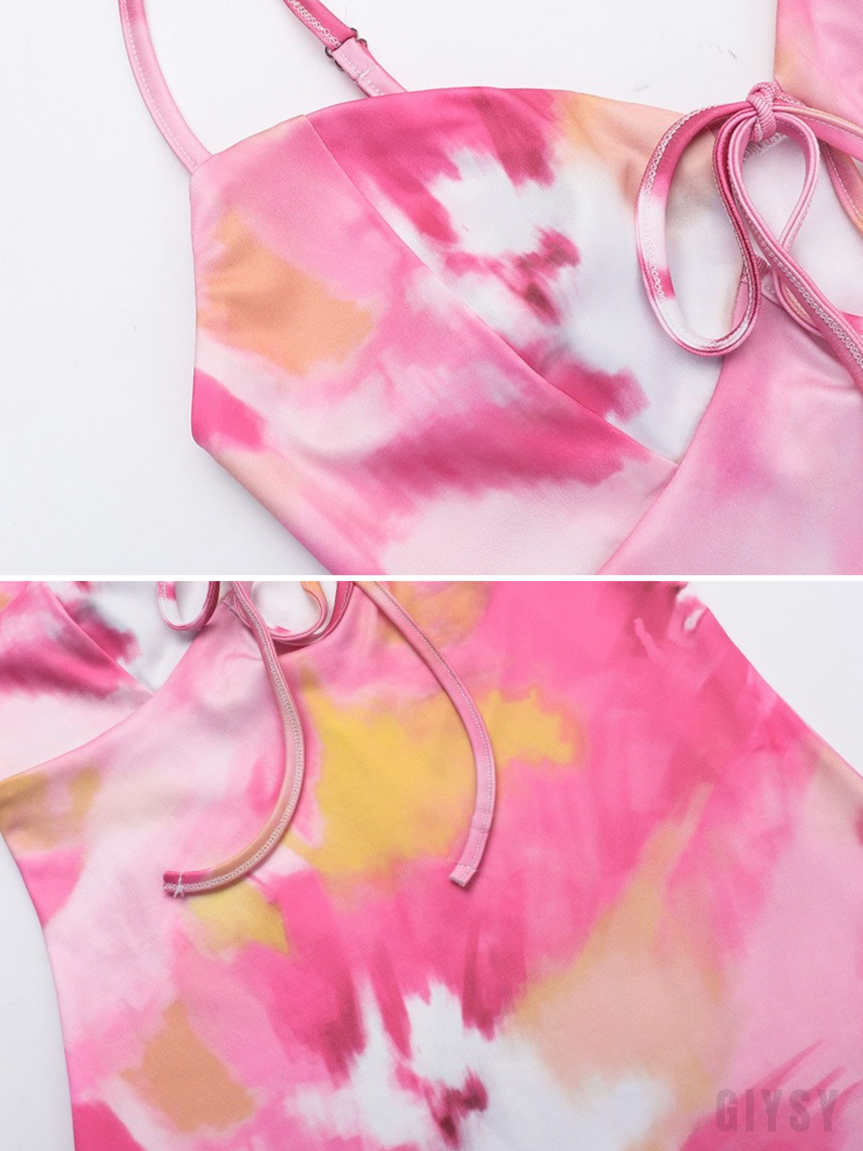 Mireva Pink Sunset Tie-Front Mini Dress