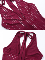 Talia Rhinestone Halter Romper