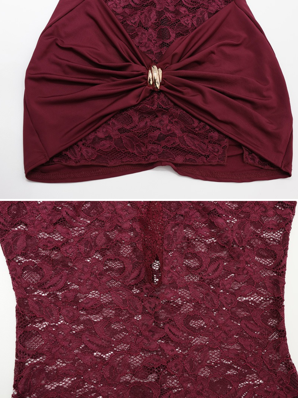 Venya Burgundy Lace Mini Dress