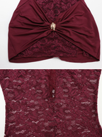 Venya Burgundy Lace Mini Dress