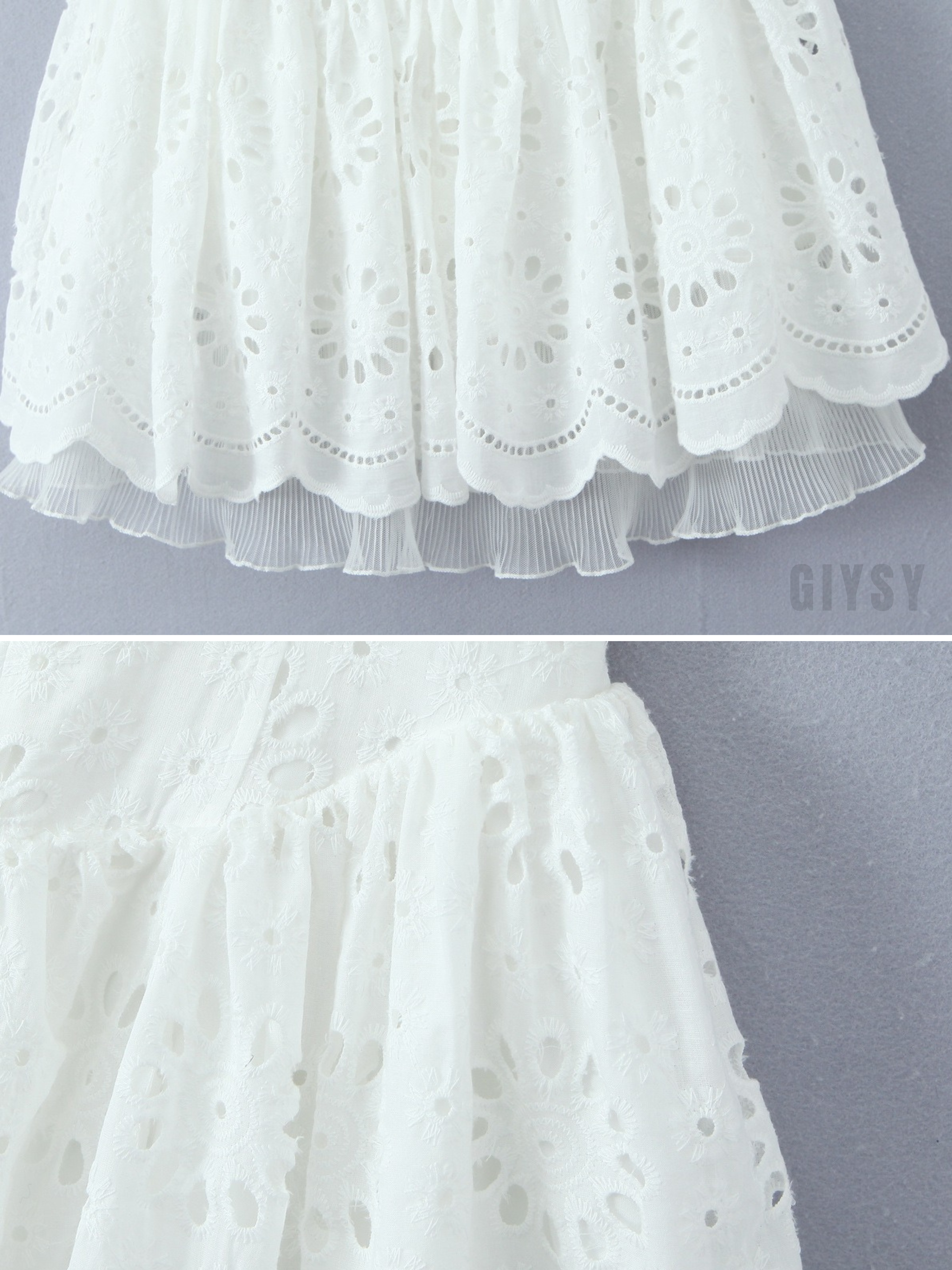 Elisae Eyelet Halter Mini Dress