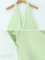 Velin Mint Green Halter Maxi Dress
