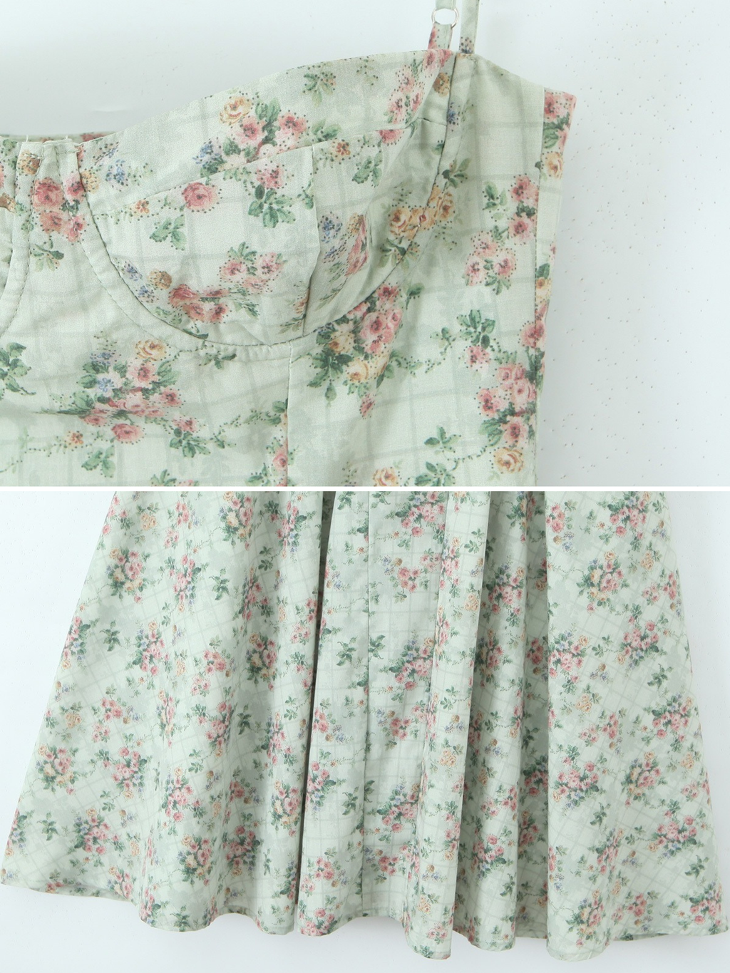 Elora Mint Floral Corset Midi Dress