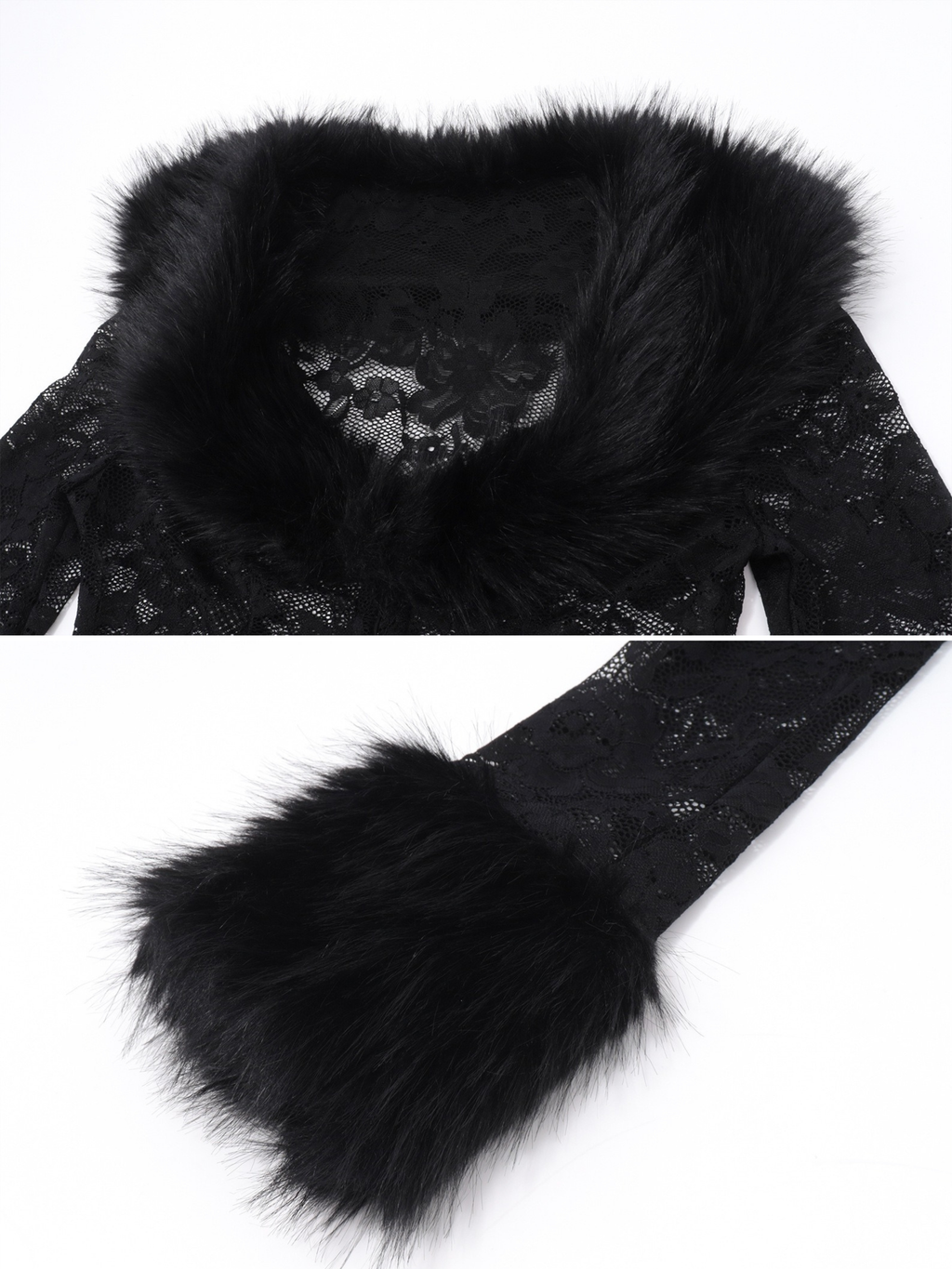 Faux Fur Lace Top & Mini Skirt Set