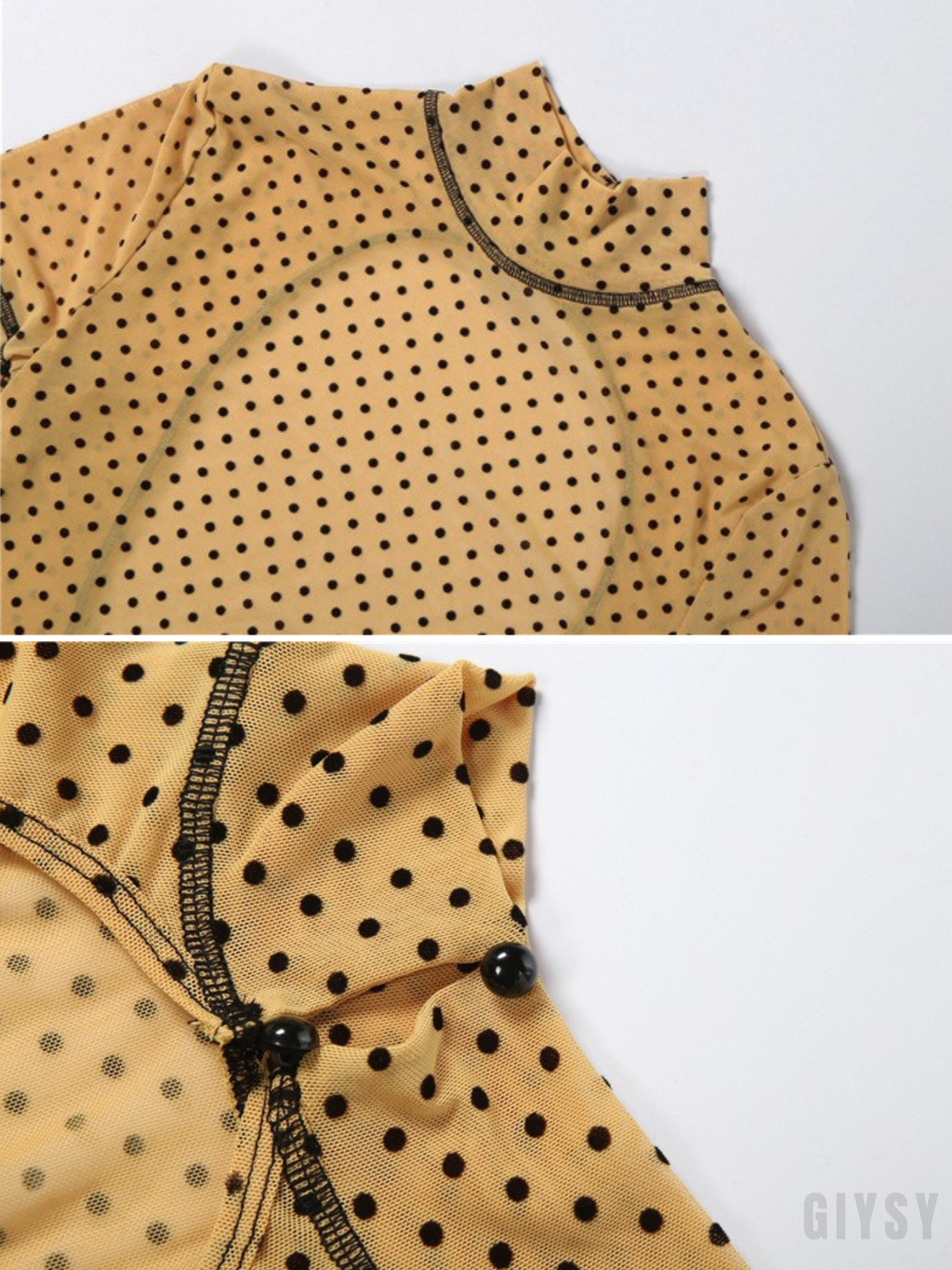 Rovina Polka Dot Mesh Mock Neck Romper