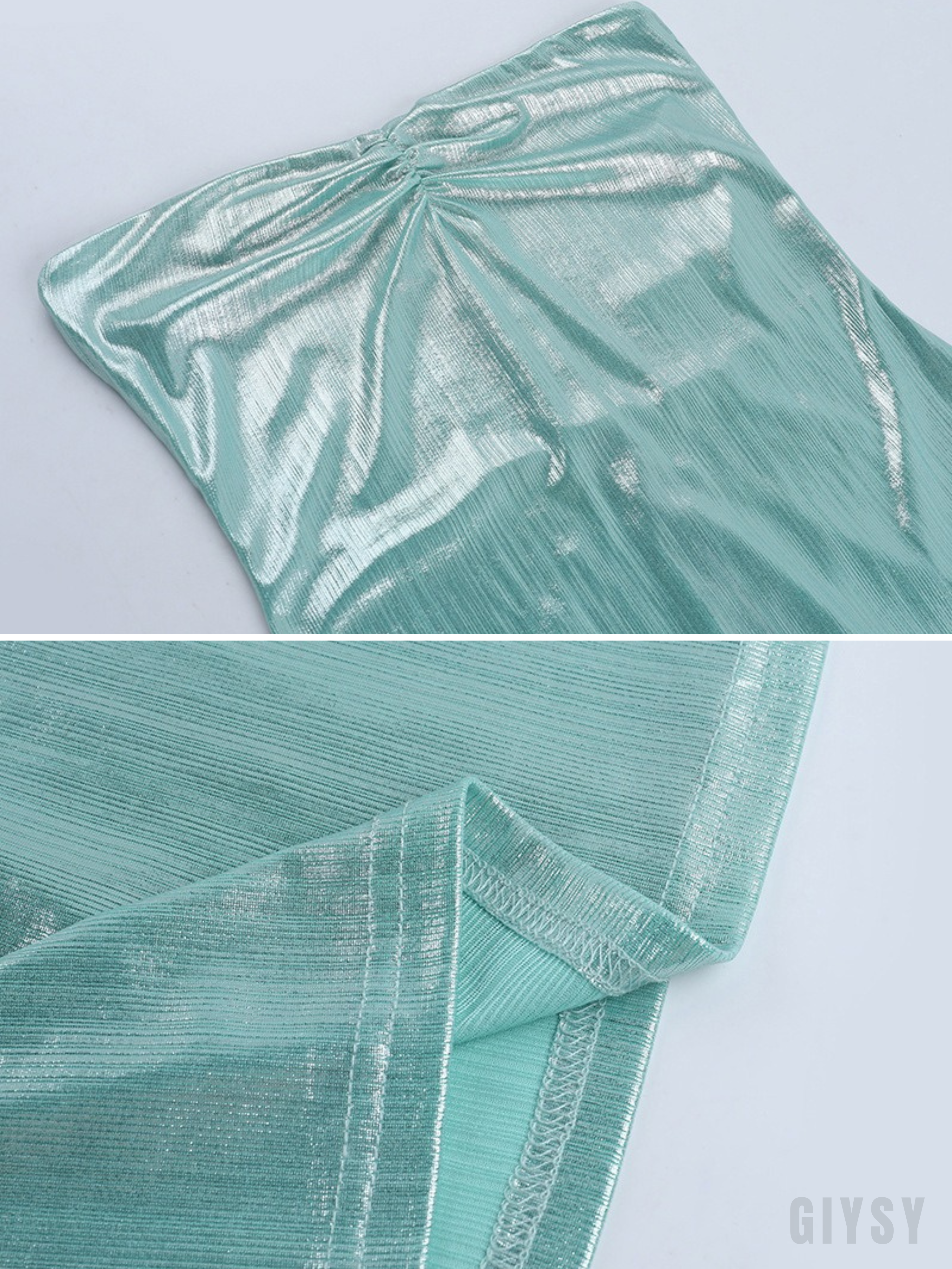Calira Metallic Blue Strapless Mini Dress