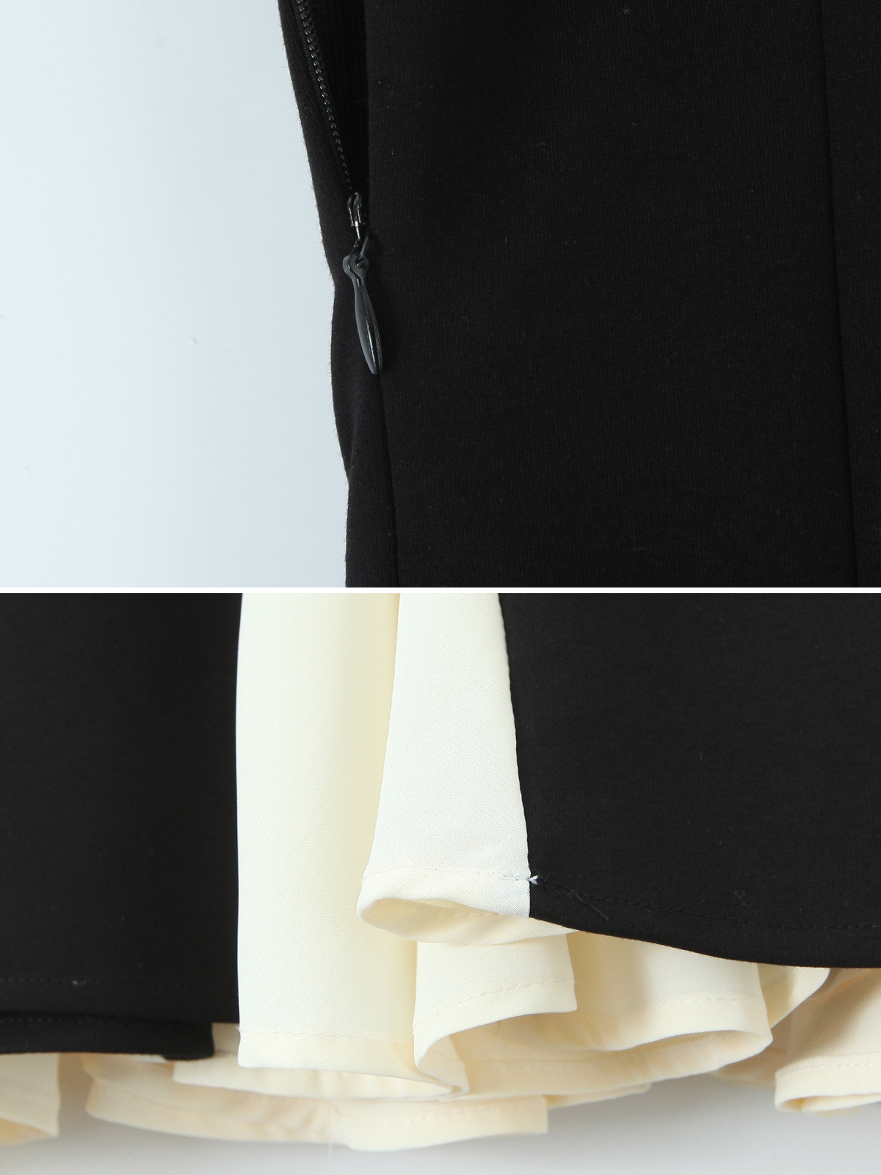 Yelda Contrast Pleated Mini Dress