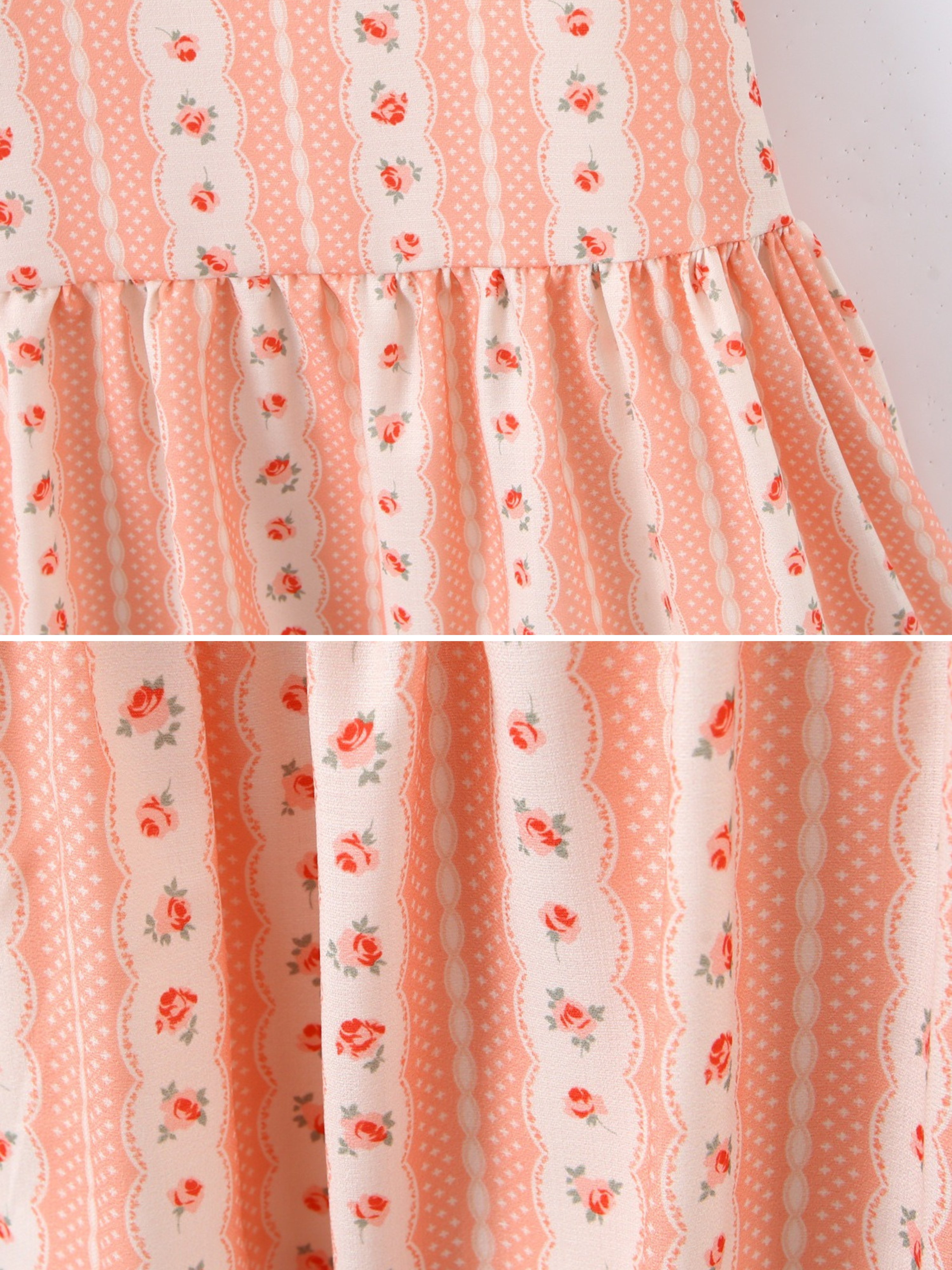 Linet Peach Floral Stripe Mini Dress