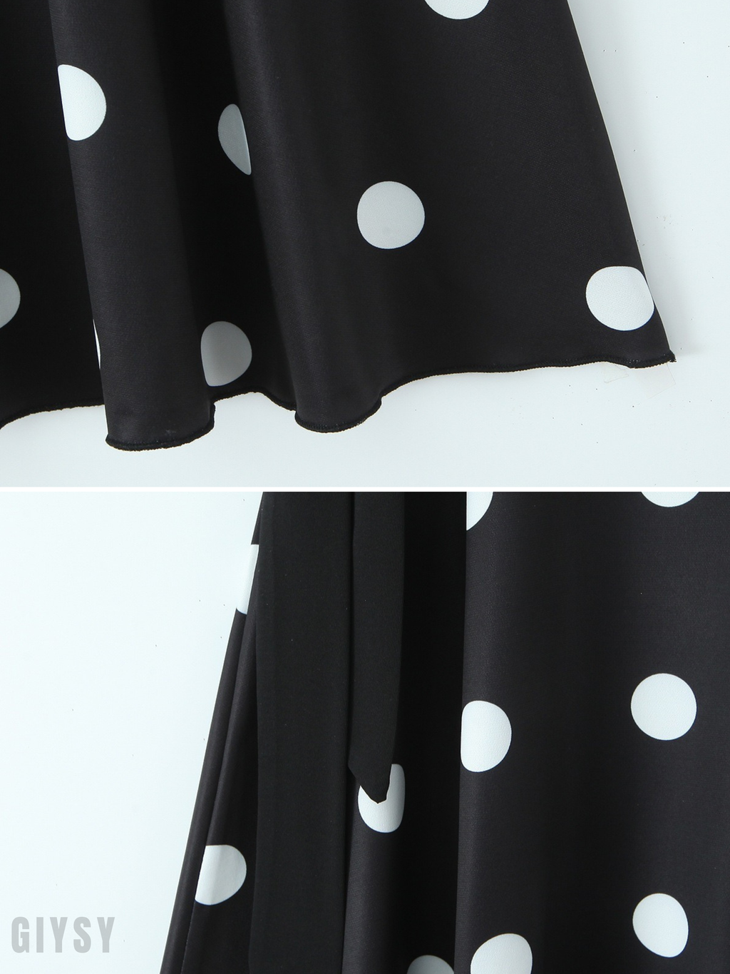 Mirana Polka Dot Side Tie Midi Skirt