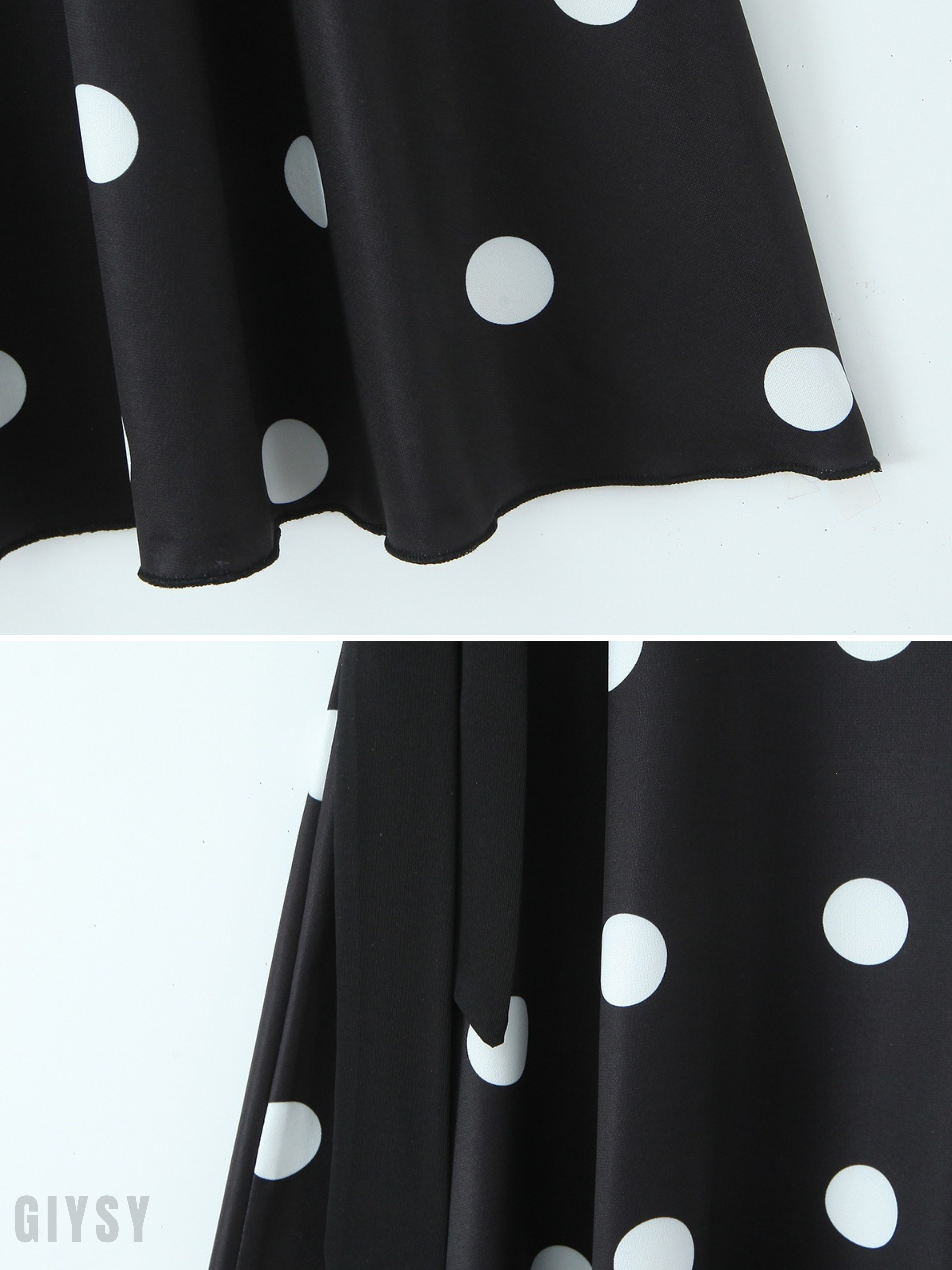 Mirana Polka Dot Side Tie Midi Skirt