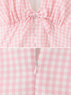Alina Pink Gingham Bow Mini Dress