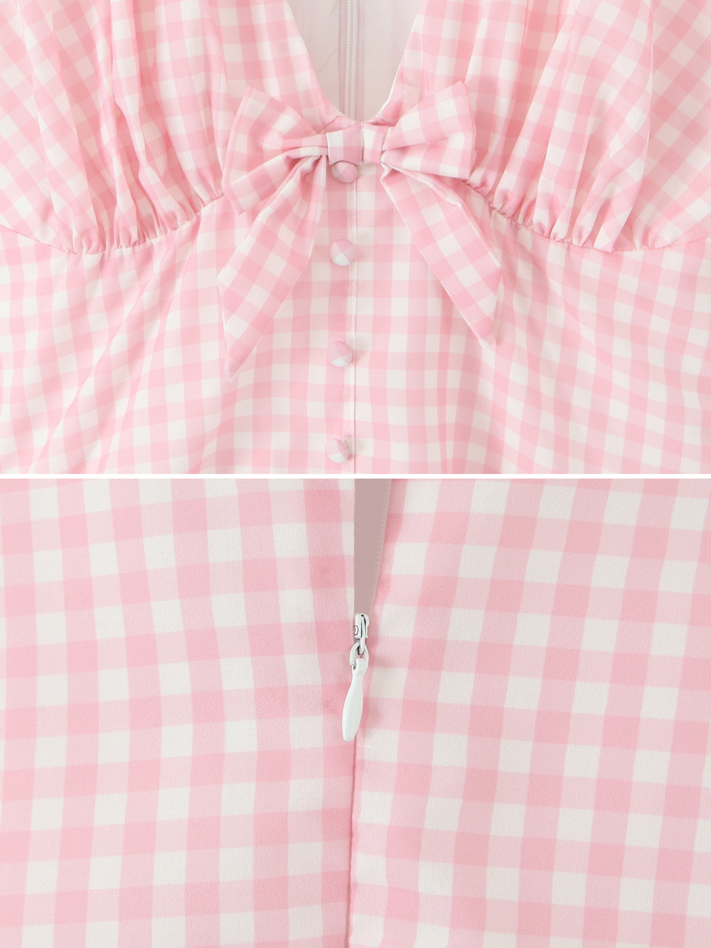 Alina Pink Gingham Bow Mini Dress
