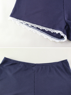 Daryna Navy Lace Trim Lounge Set
