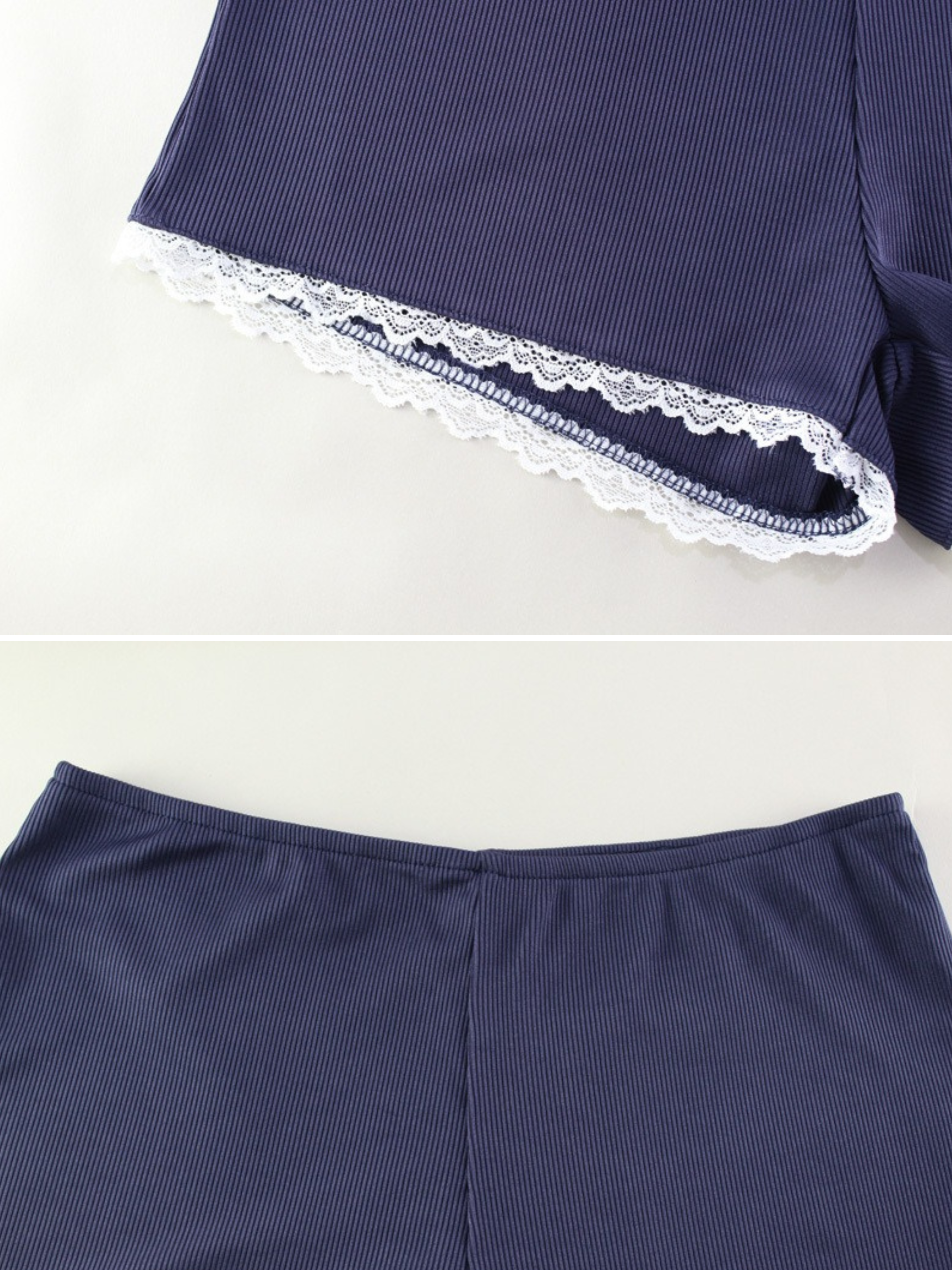 Daryna Navy Lace Trim Lounge Set