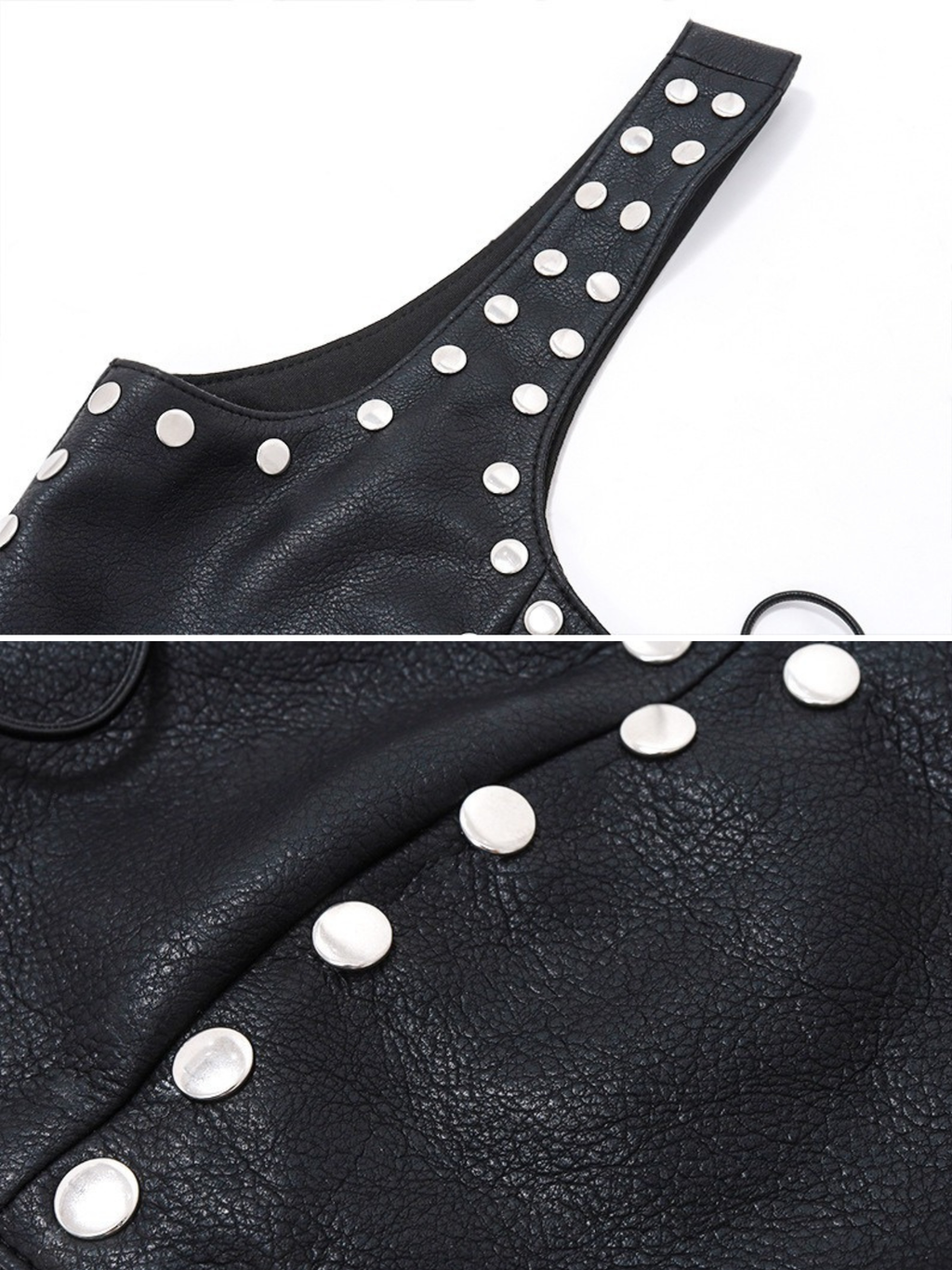 Studded Lace-Up Faux Leather Crop Top