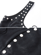 Studded Lace-Up Faux Leather Crop Top