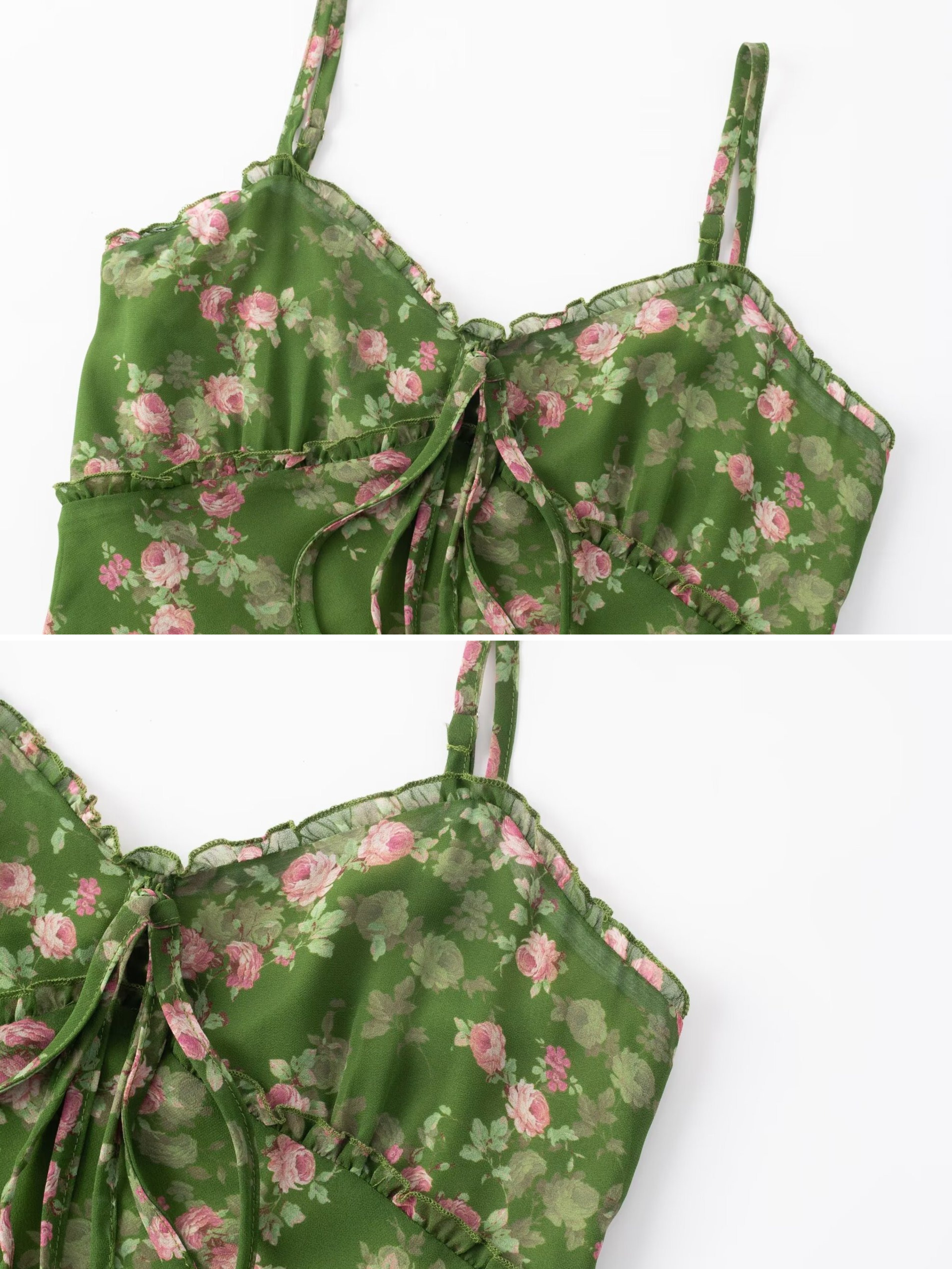 Olya Olive Floral Slip Maxi Dress