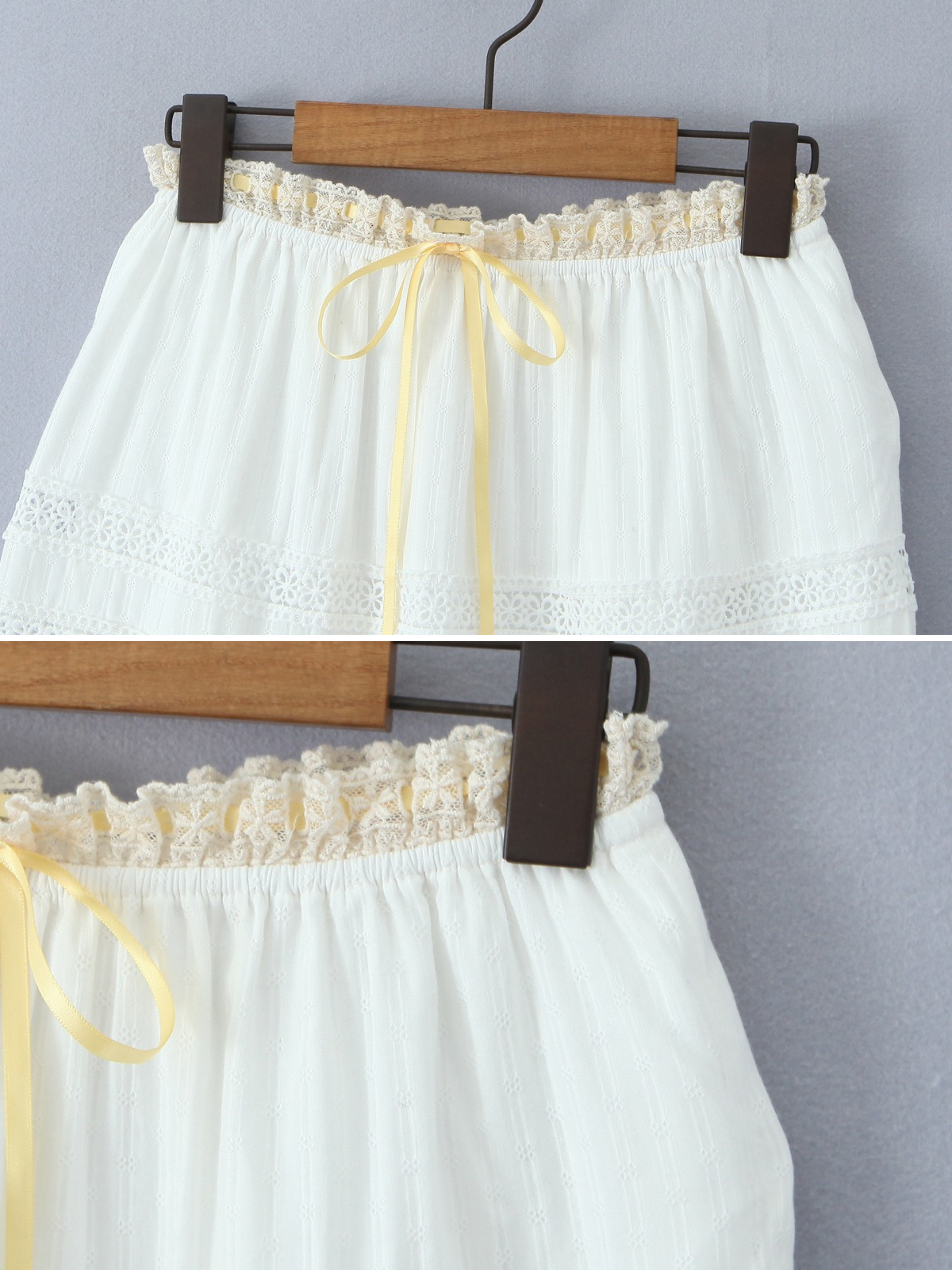 Beril Lace Trim Tie-Front Top & Maxi Skirt Set