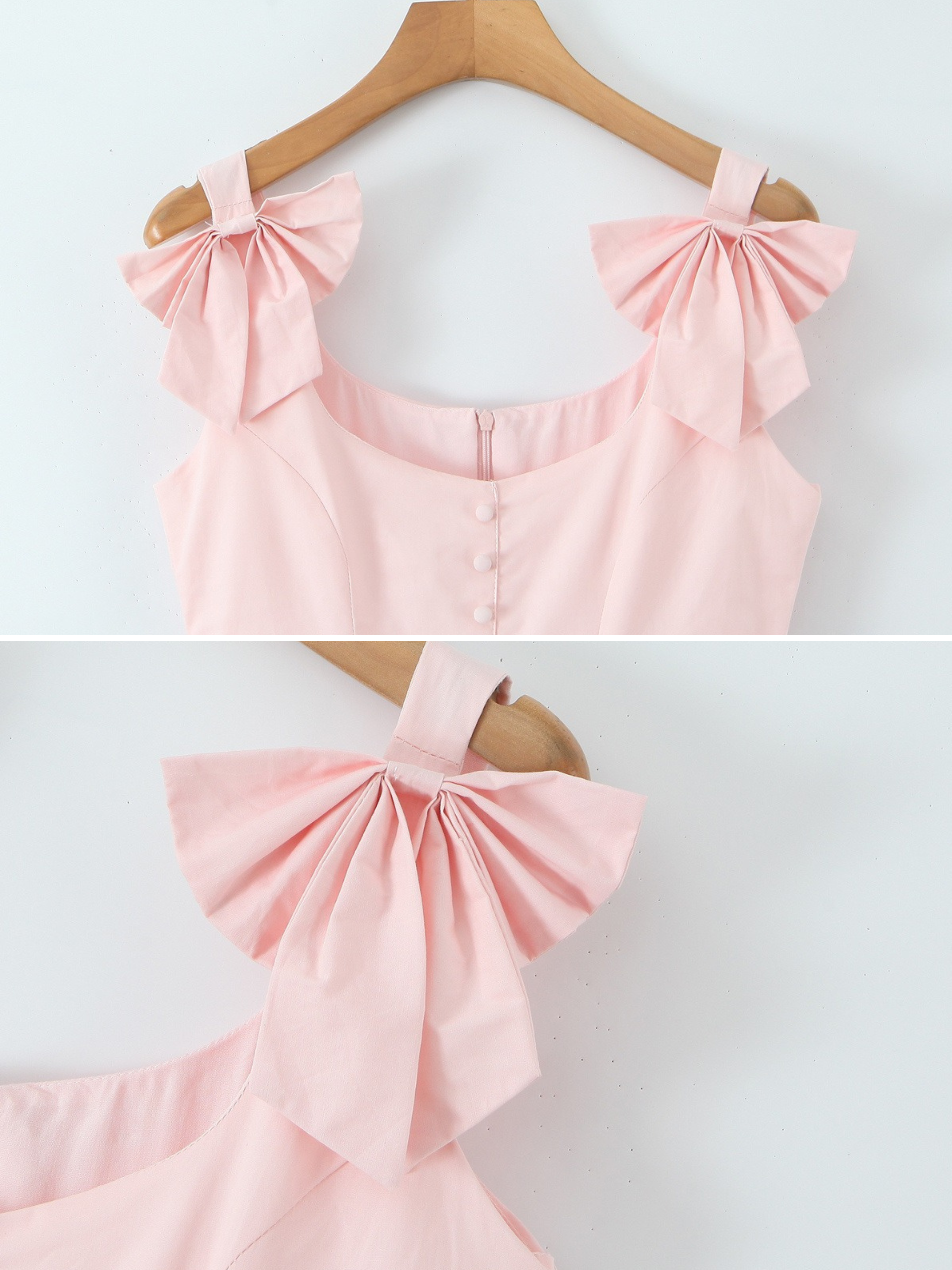 Elifa Blush Bow Pocket Mini Dress