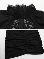 Delara Lace Ruched Mini Dress