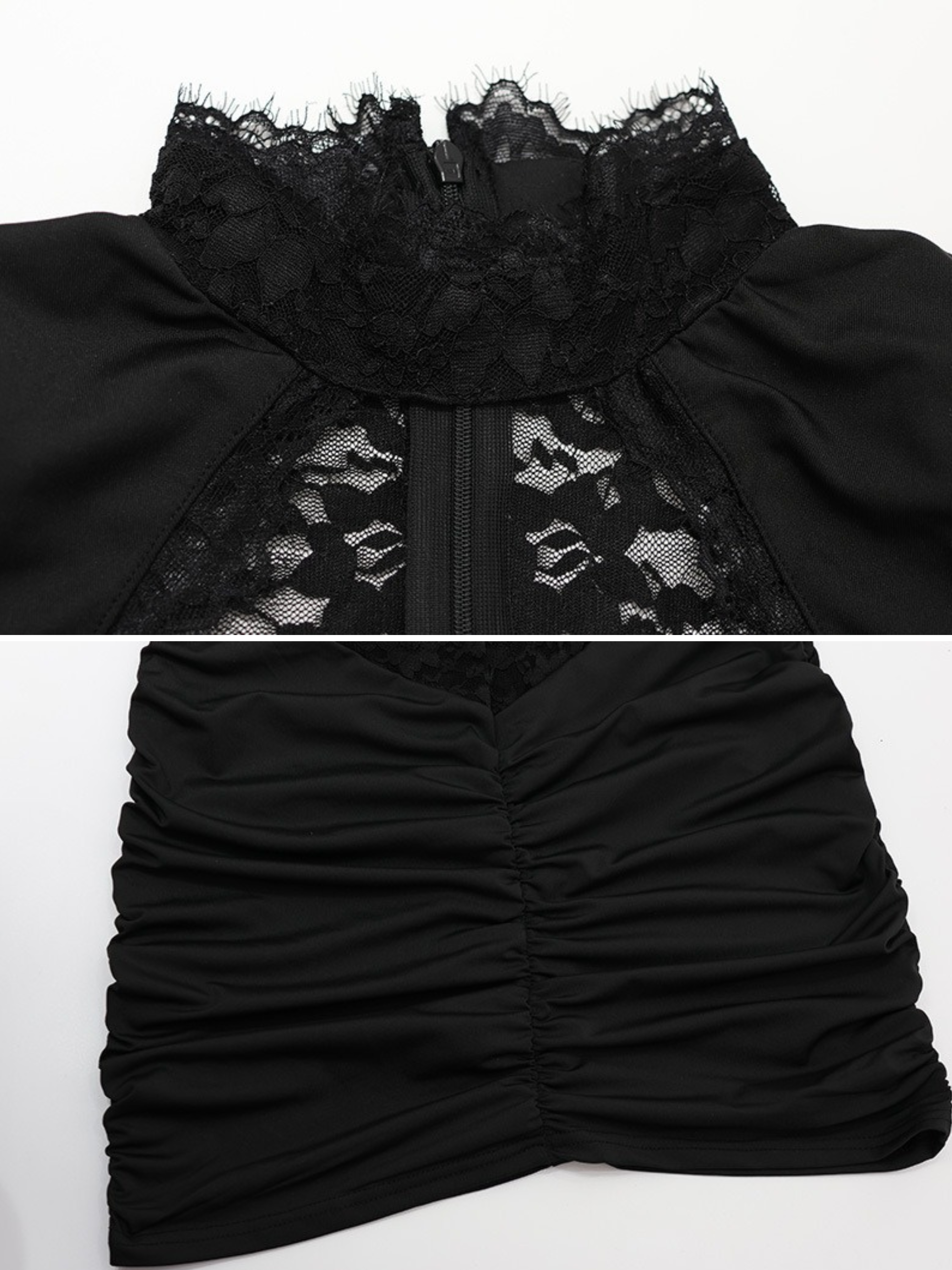 Delara Lace Ruched Mini Dress