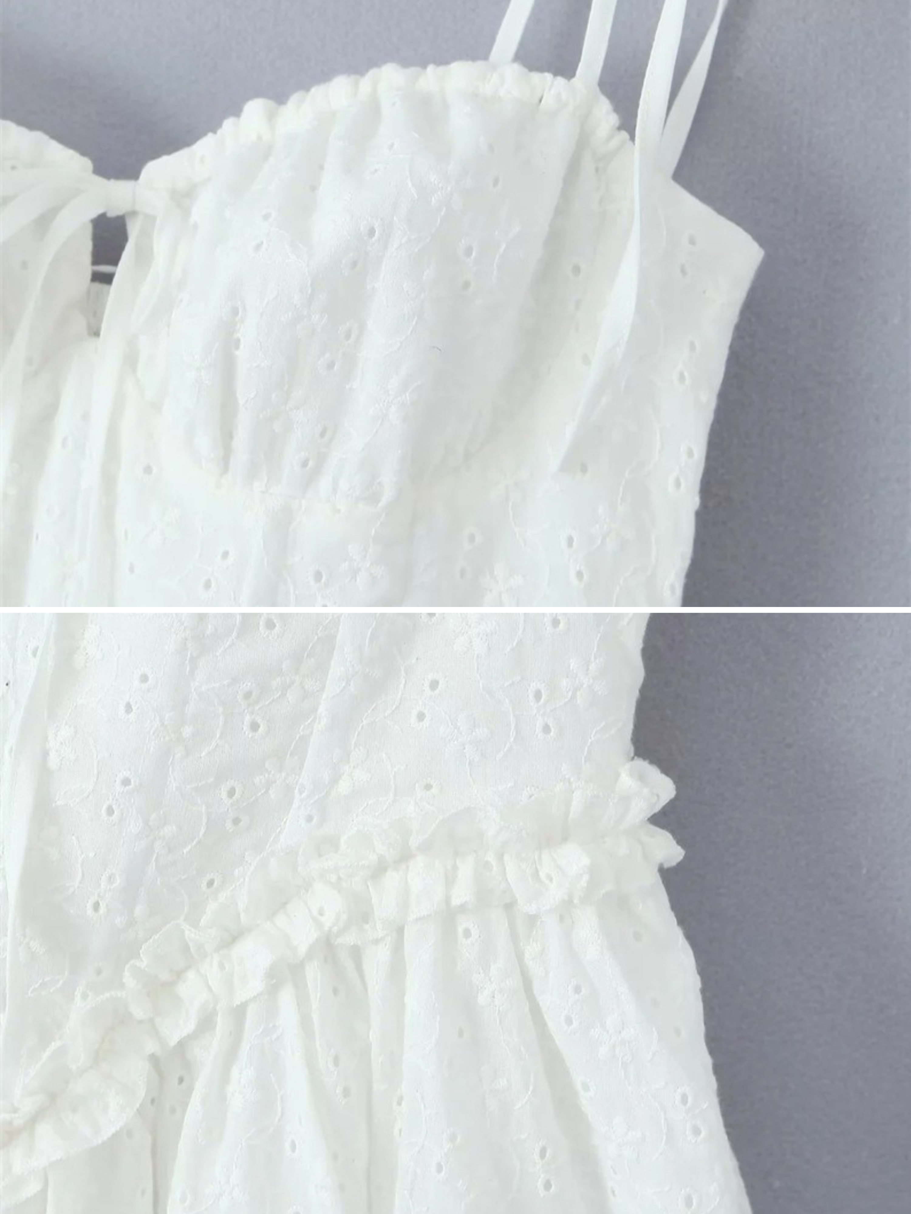 Zelia Embroidered Lace-Up Mini Dress