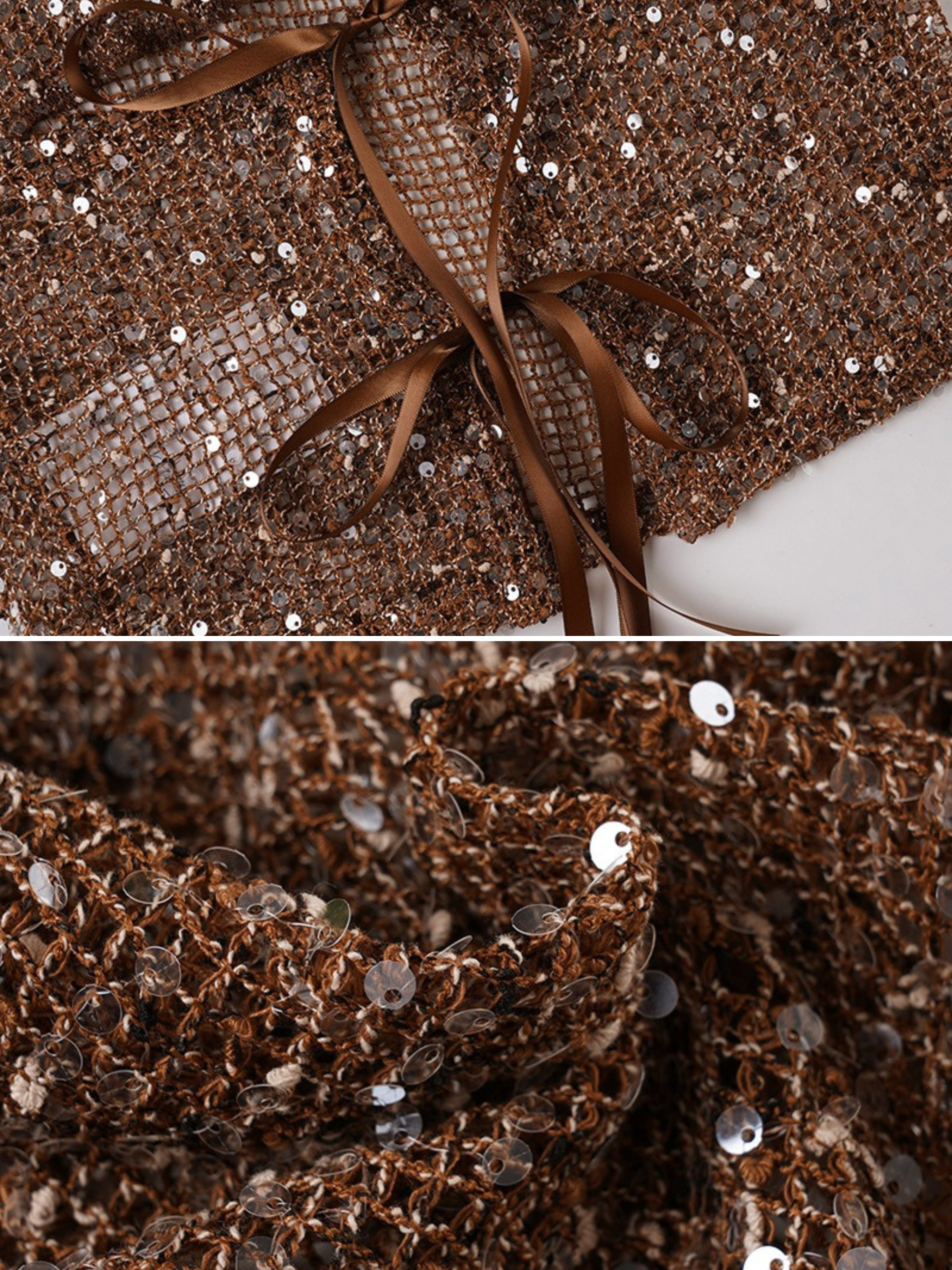 Sequin Ring-Strap Halter Top