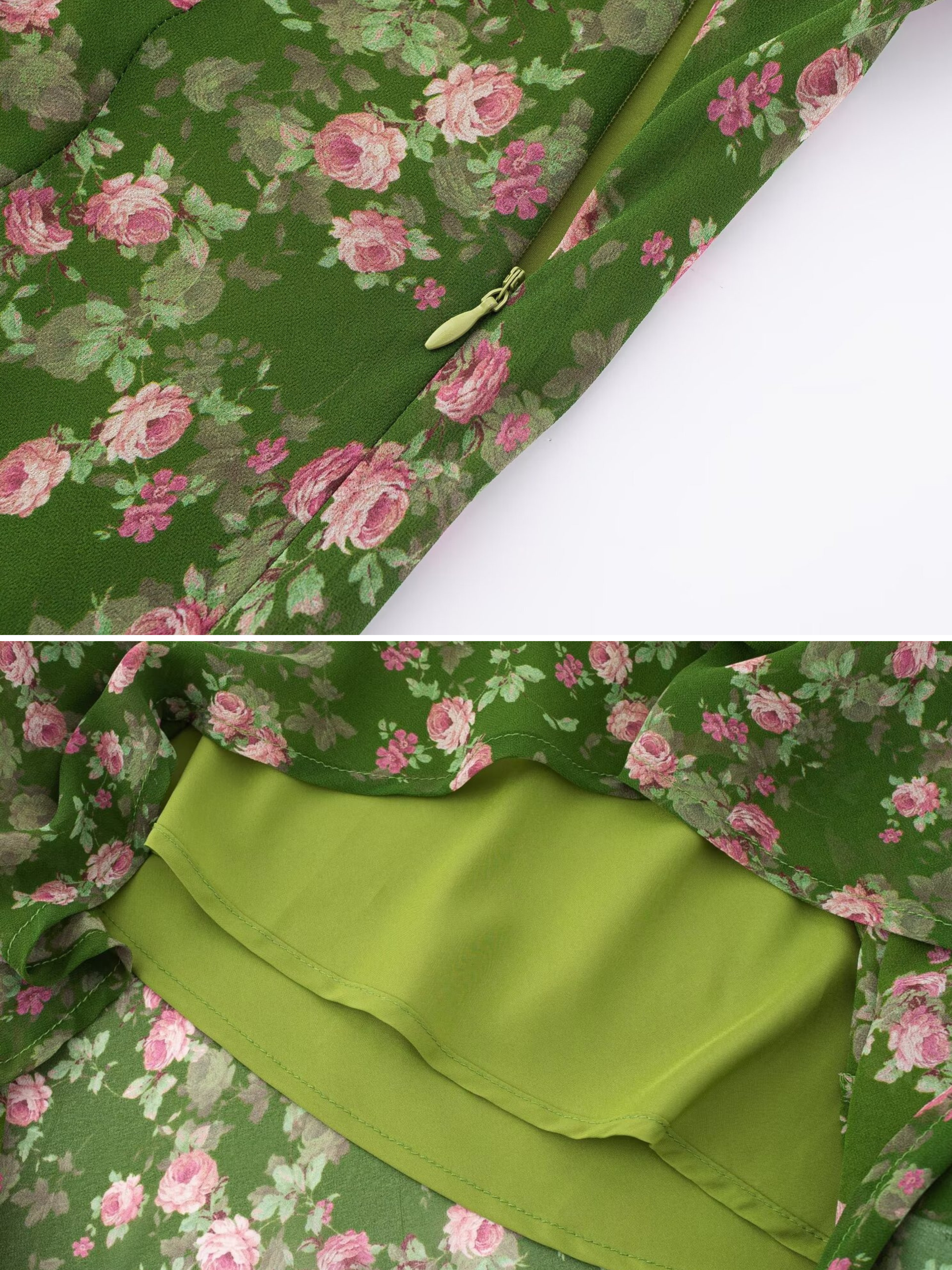 Yeli Olive Floral Halter Midi Dress