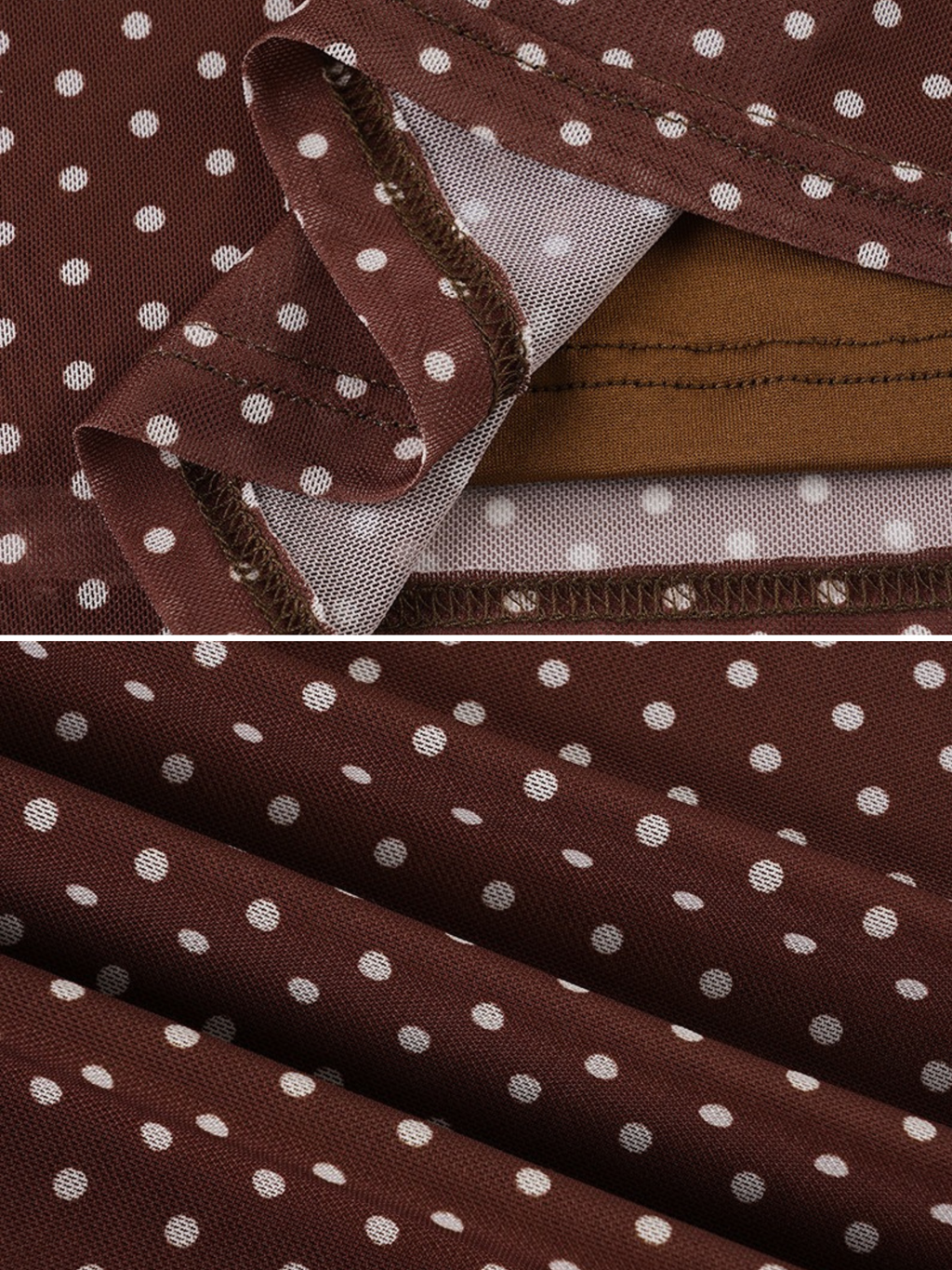 Mocha Polka Dot Slip Mini Dress