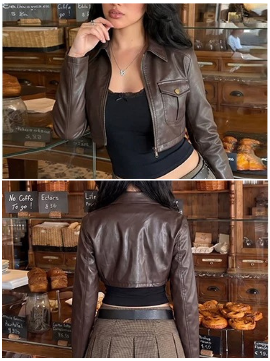 Ember Cropped Faux Leather Bomber Jacket