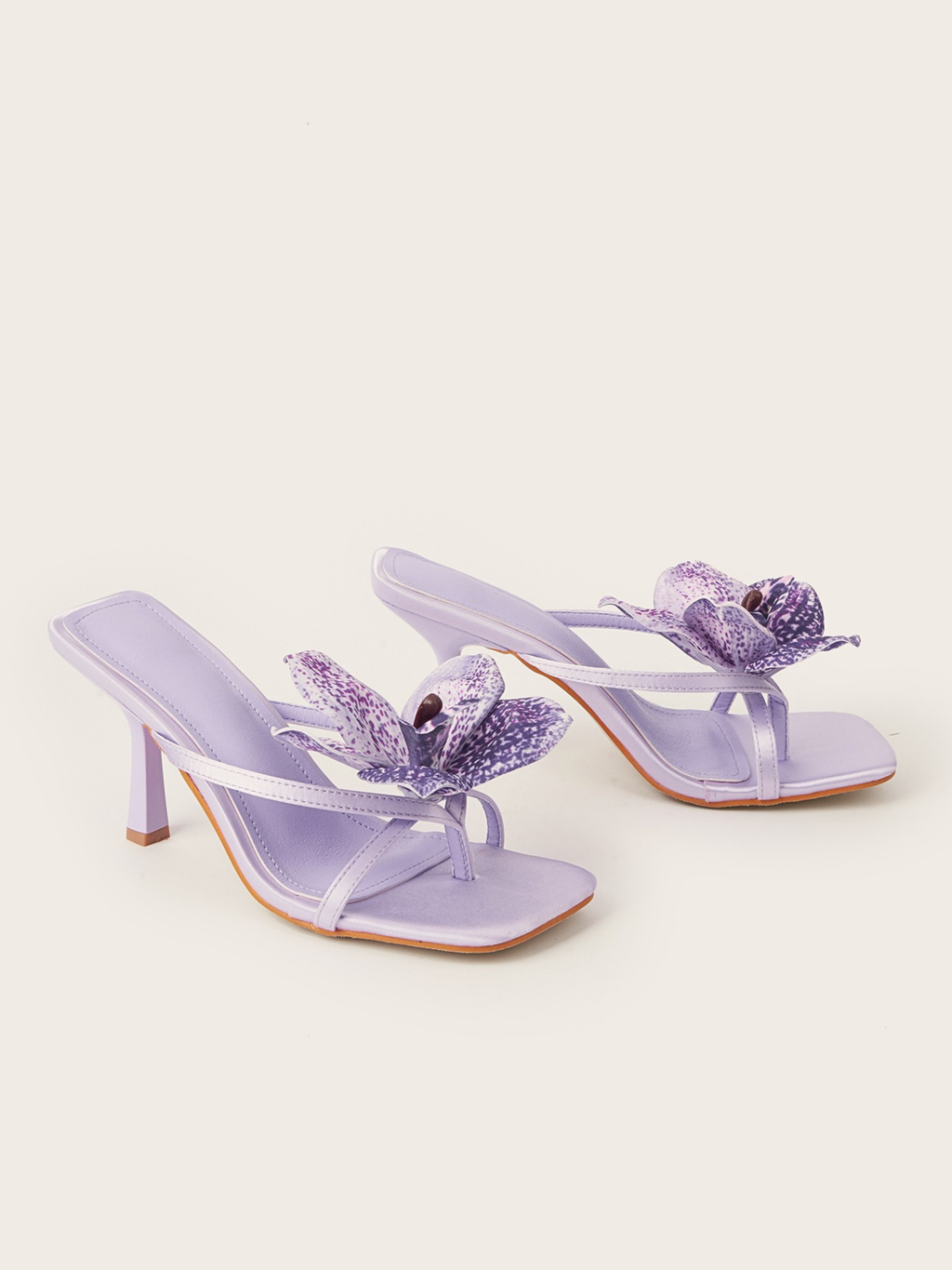 Maya Violet Orchid Satin Heel Sandals