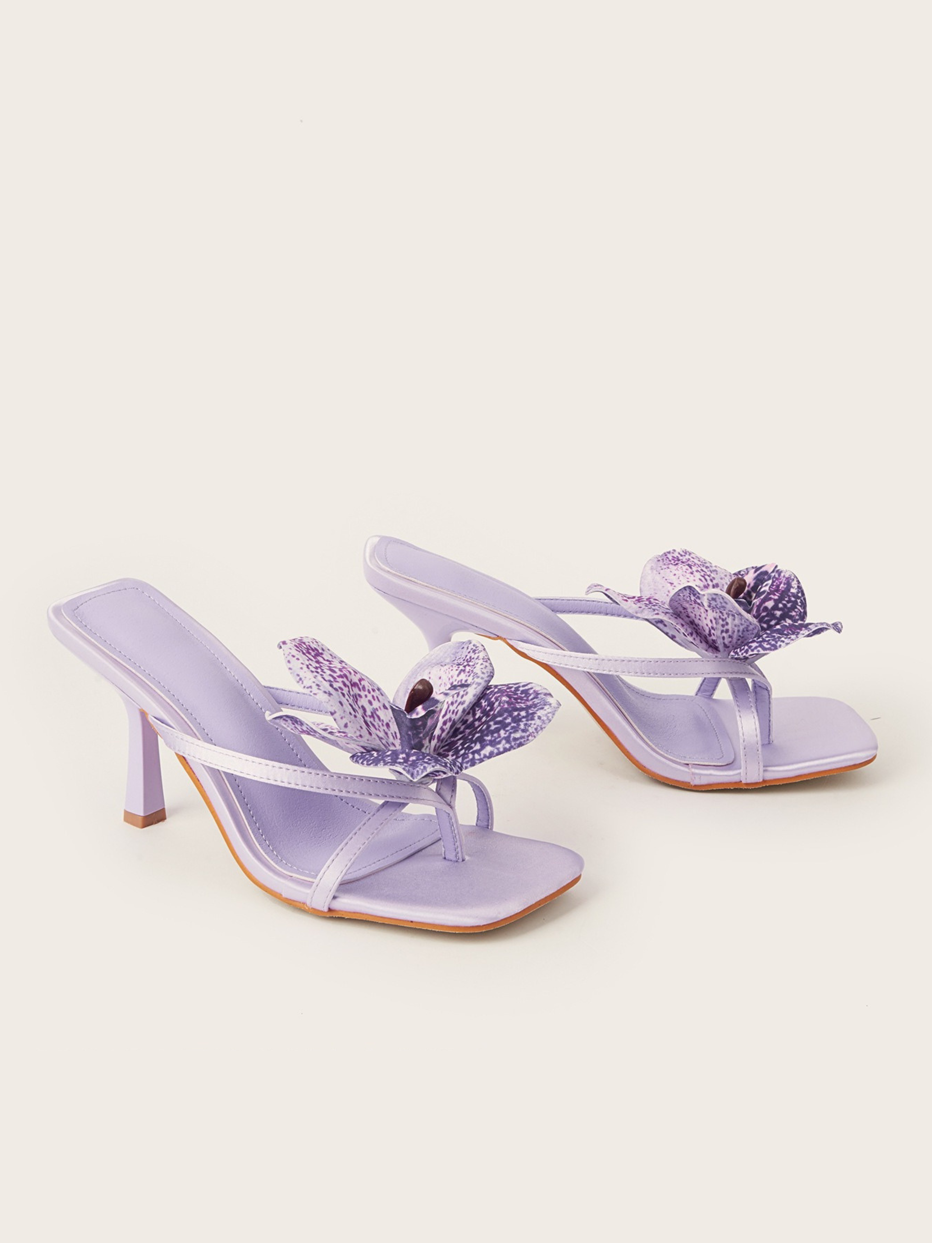Maya Violet Orchid Satin Heel Sandals