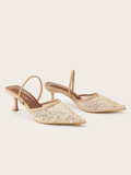 Lineth Pearl Mesh Slingback Heels
