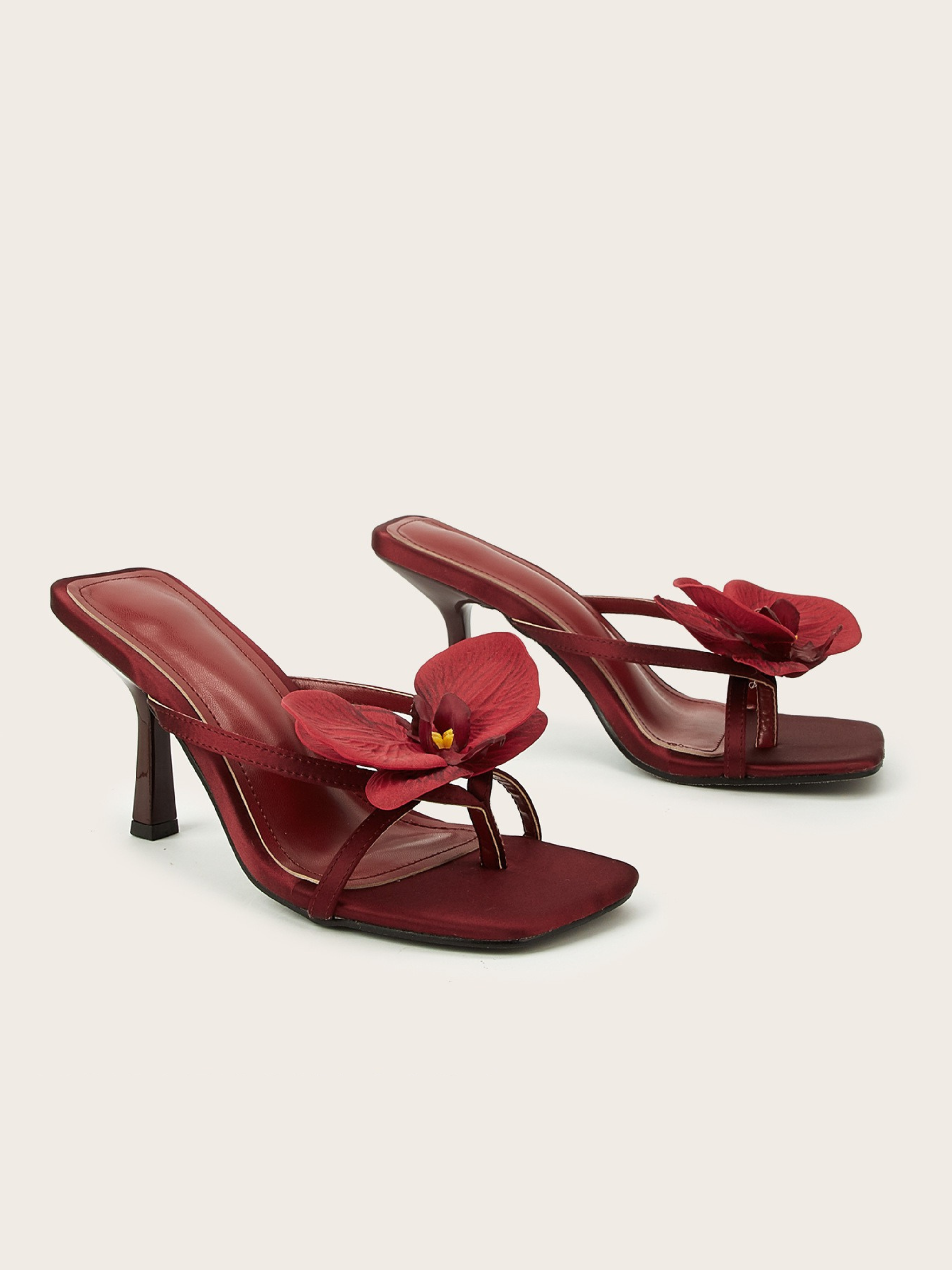 Senara Wine Red Orchid Satin Heels