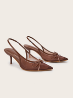 Olyra Mocha Mesh Bow Slingback Heels