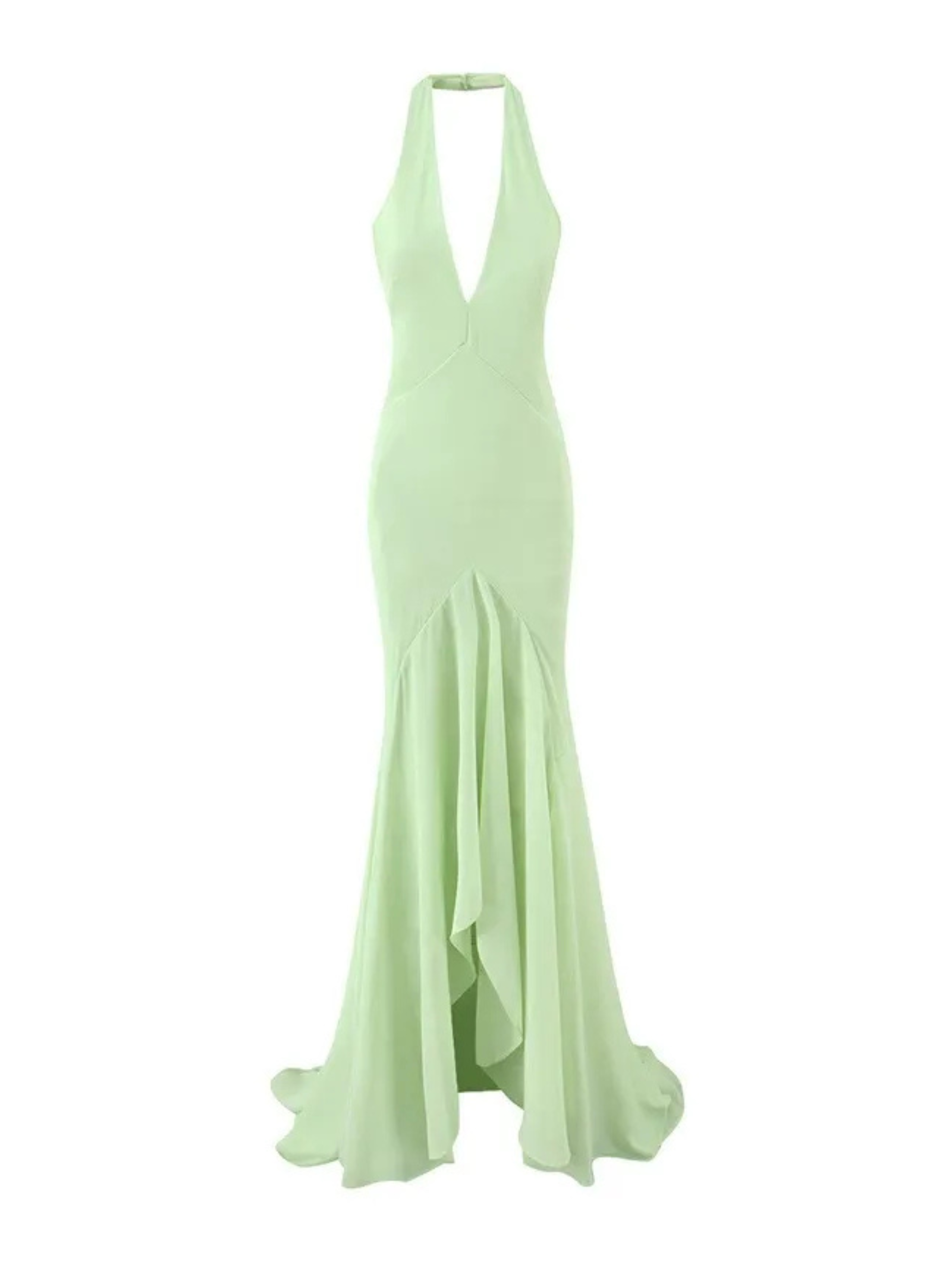 Velin Mint Green Halter Maxi Dress