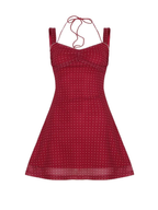 Soreya Polka Dot Lace-Up Mini Dress