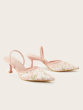 Sorellea Blush Floral Mesh Slingback Heels